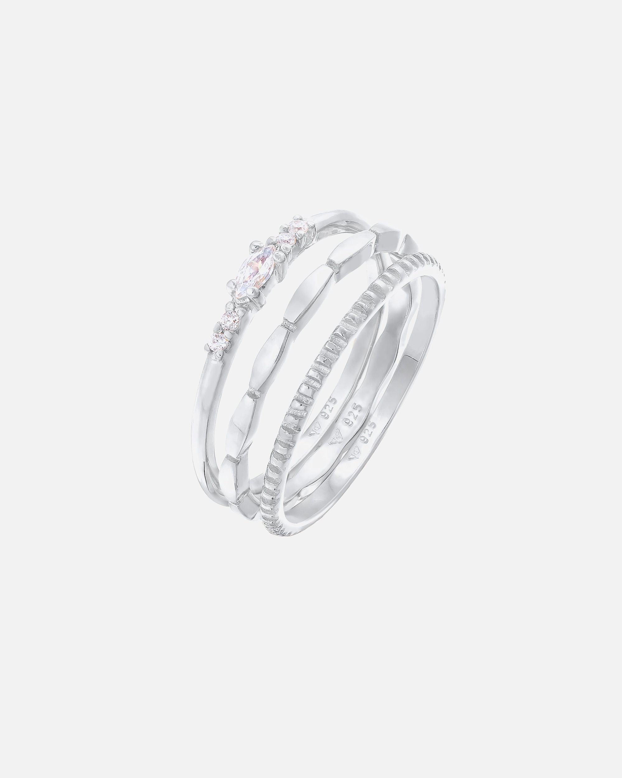 Ring für Weiblich Elli Zirkonia Marquise Basic Stapelring Set 925 Silber 56