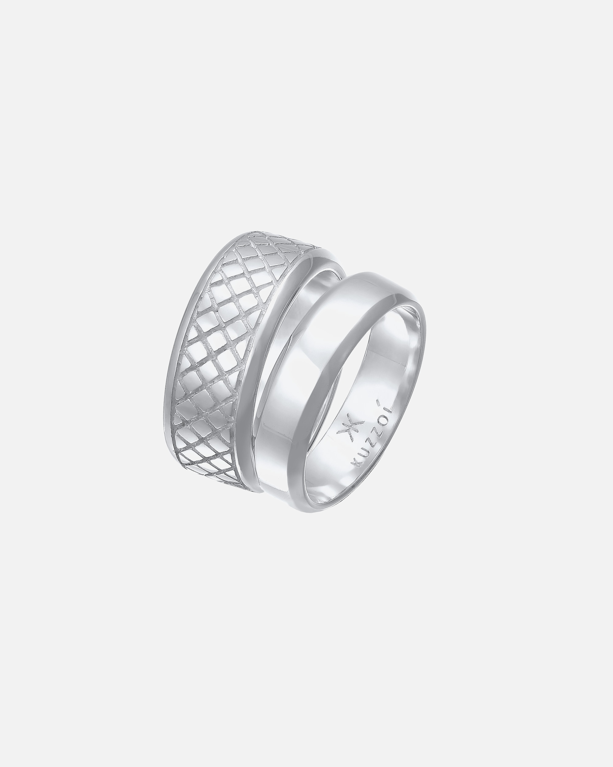 Ring für Männlich KUZZOI Herren Bandring Basic 2er Set 925 Silber 60