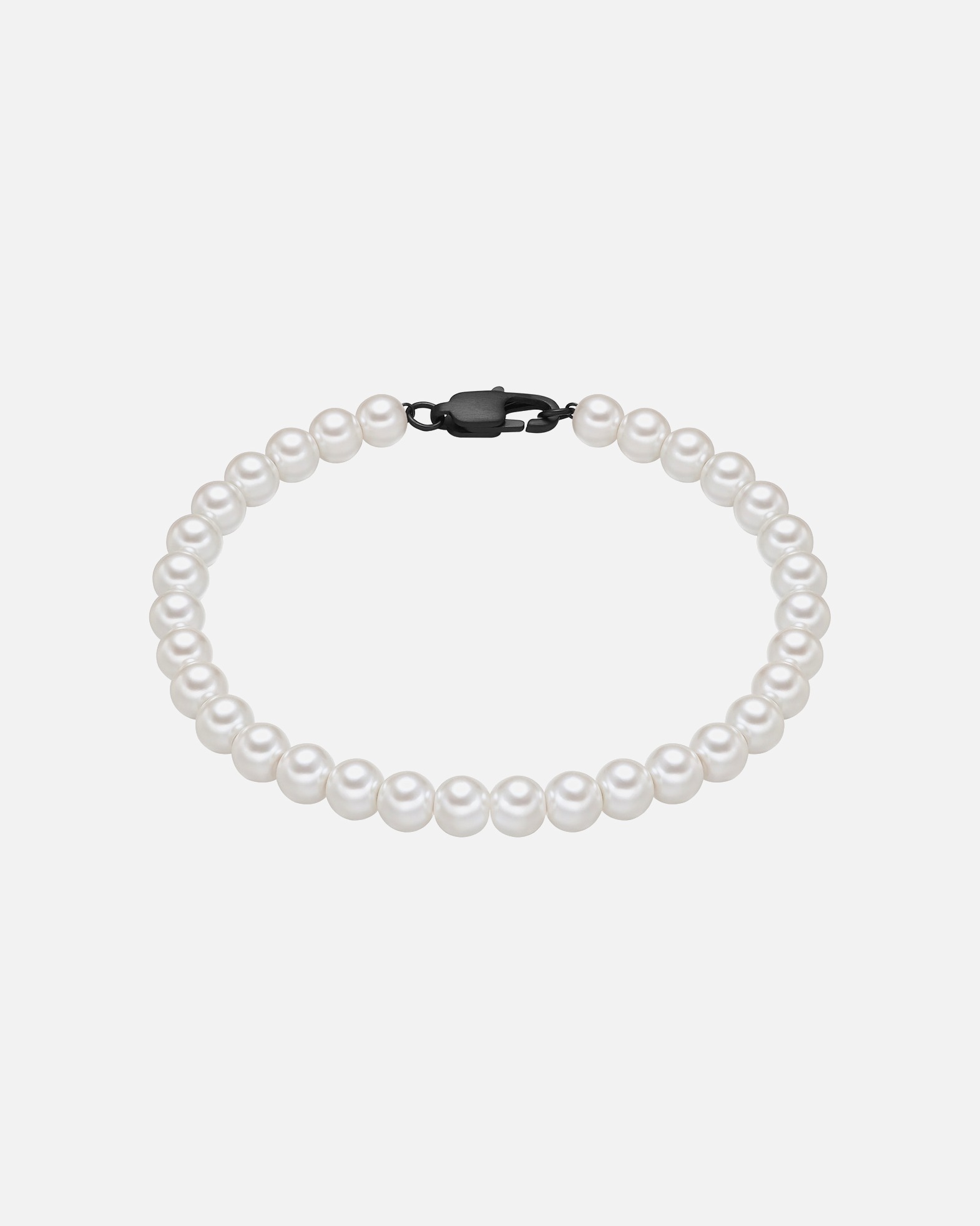 Armband für Männlich True Rebels Perlen-Armband aus Edelstahl in Schwarz mit Perle (synth.) 1 Stück