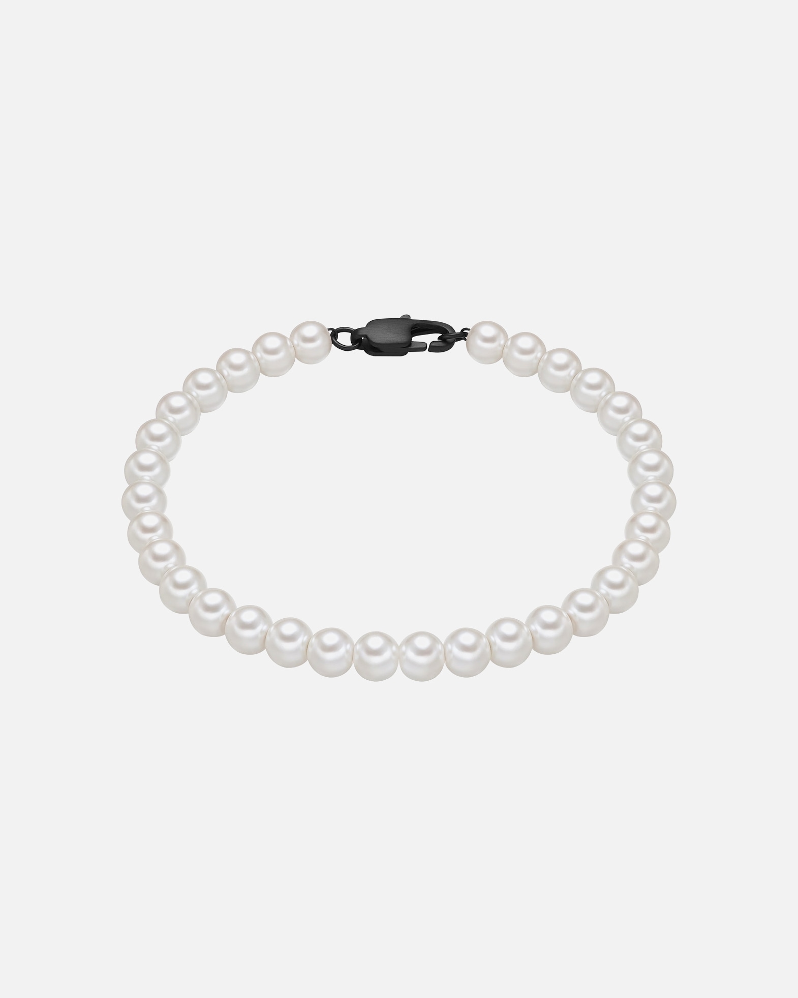 Armband für Männlich True Rebels Perlen-Armband aus Edelstahl in Schwarz mit Perle (synth.) 1 Stück