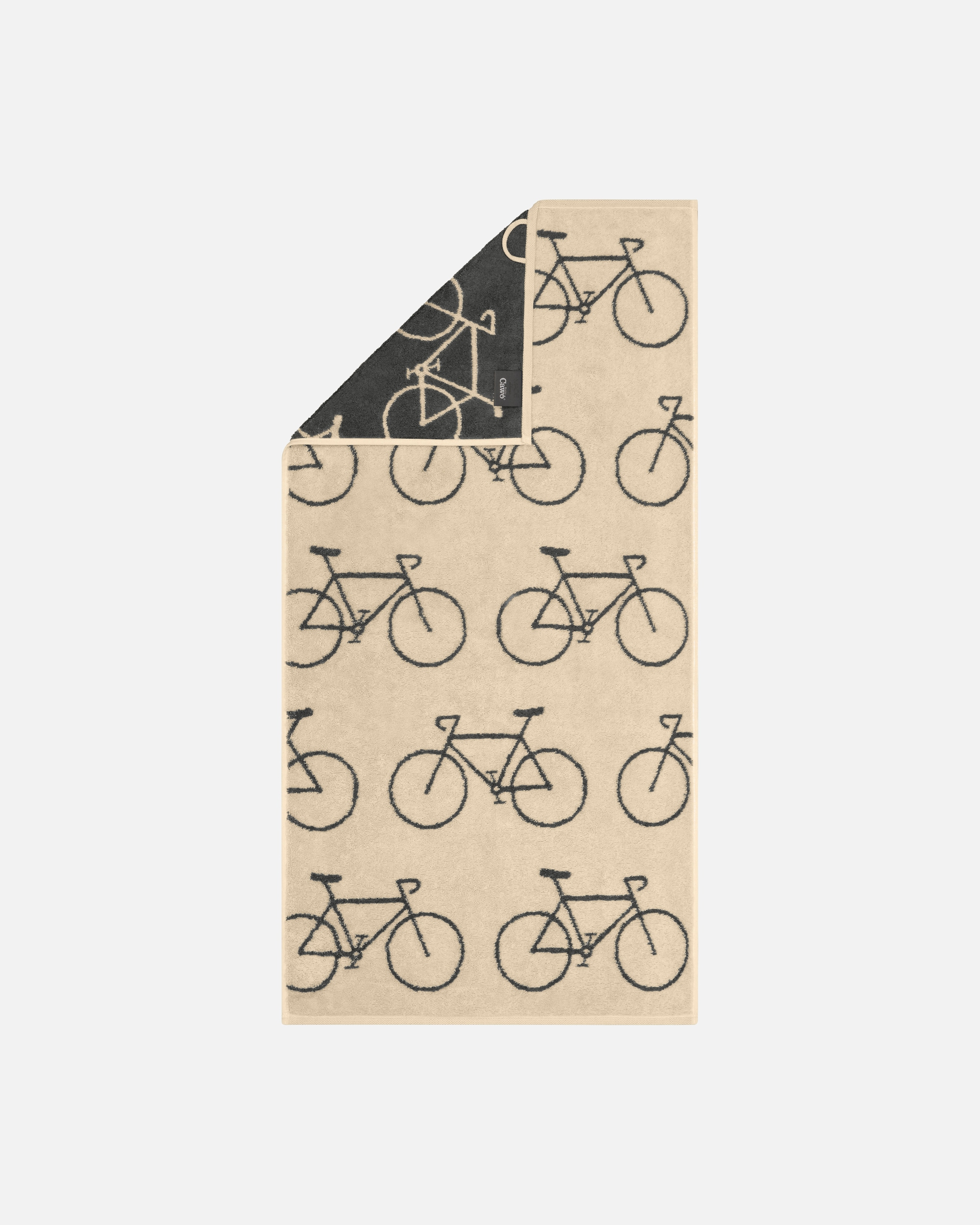Handtuch für Unisex Cawö Cawö Handtücher Velo Edition Allover Fahrrad 6299 beige - 33 Duschtuch 70x140 cm