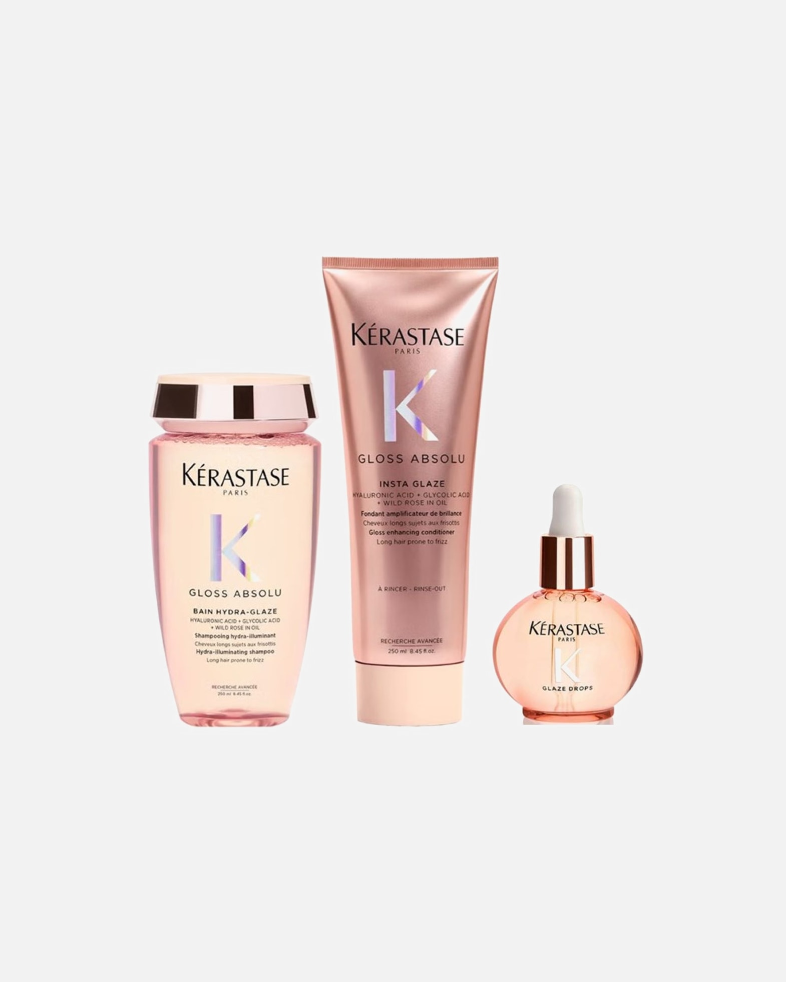 Haarpflegeset für Weiblich Kérastase Gloss Absolu 3er Set (Bain / Fondant / Drops) 1 Stück