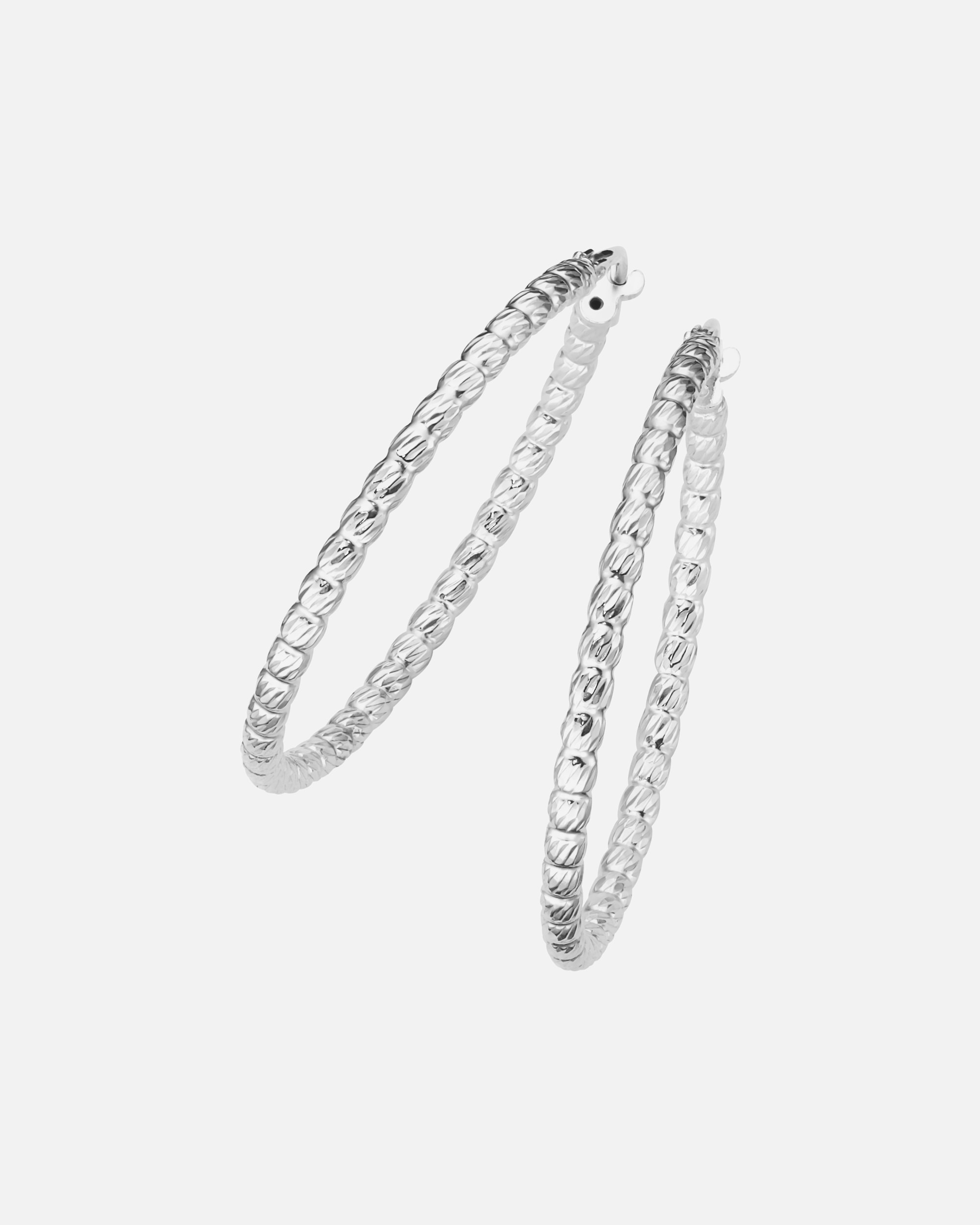 Ohrringe für Unisex Creolen mit diamantierter Oberfläche, Silber 925 3,5 cm