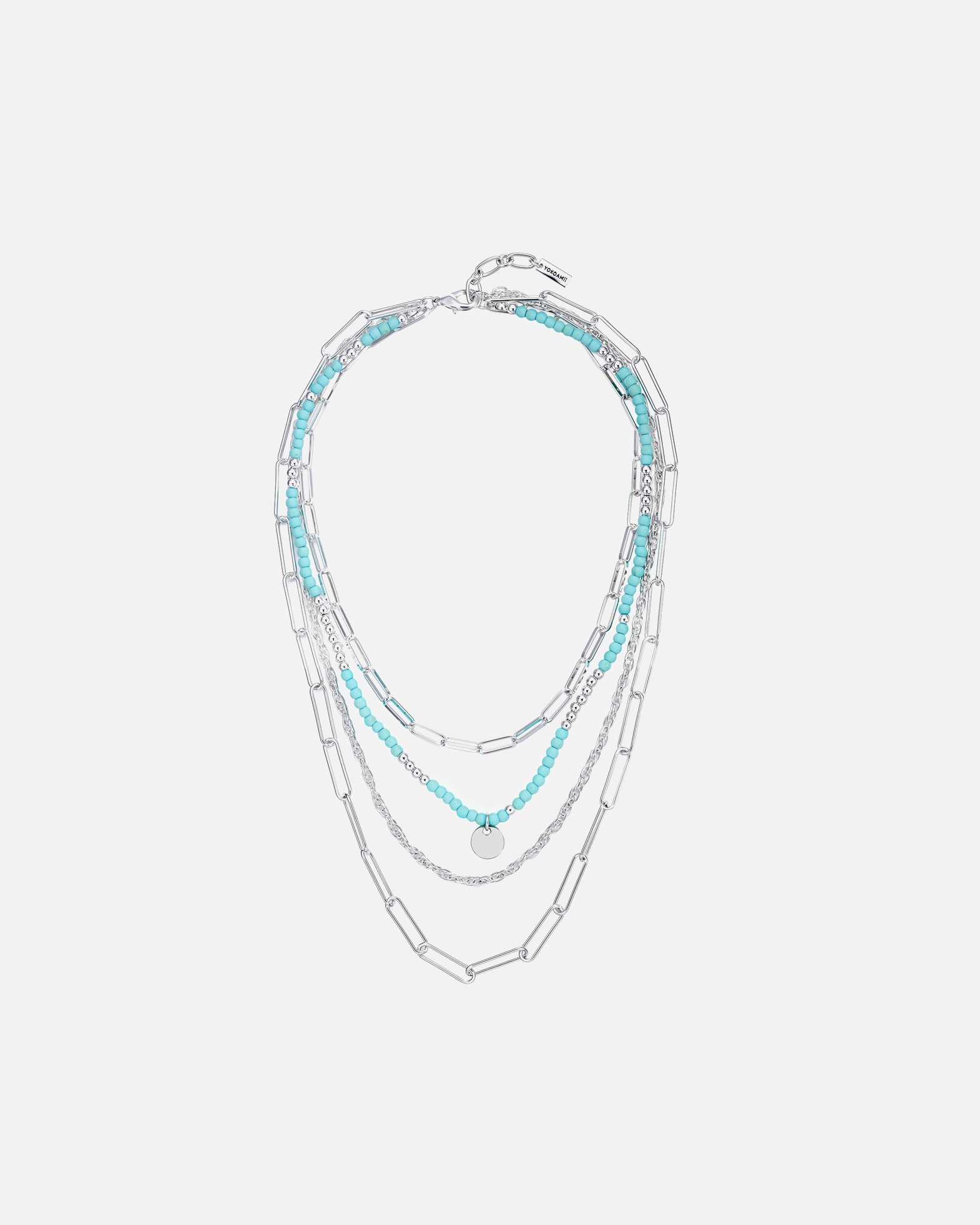 Halskette für Weiblich Yokoamii Halskette aus Metall-Legierung in silber mit Naturstein 43,0/46,0/53,0/60,0 cm Basiskette + 3,0