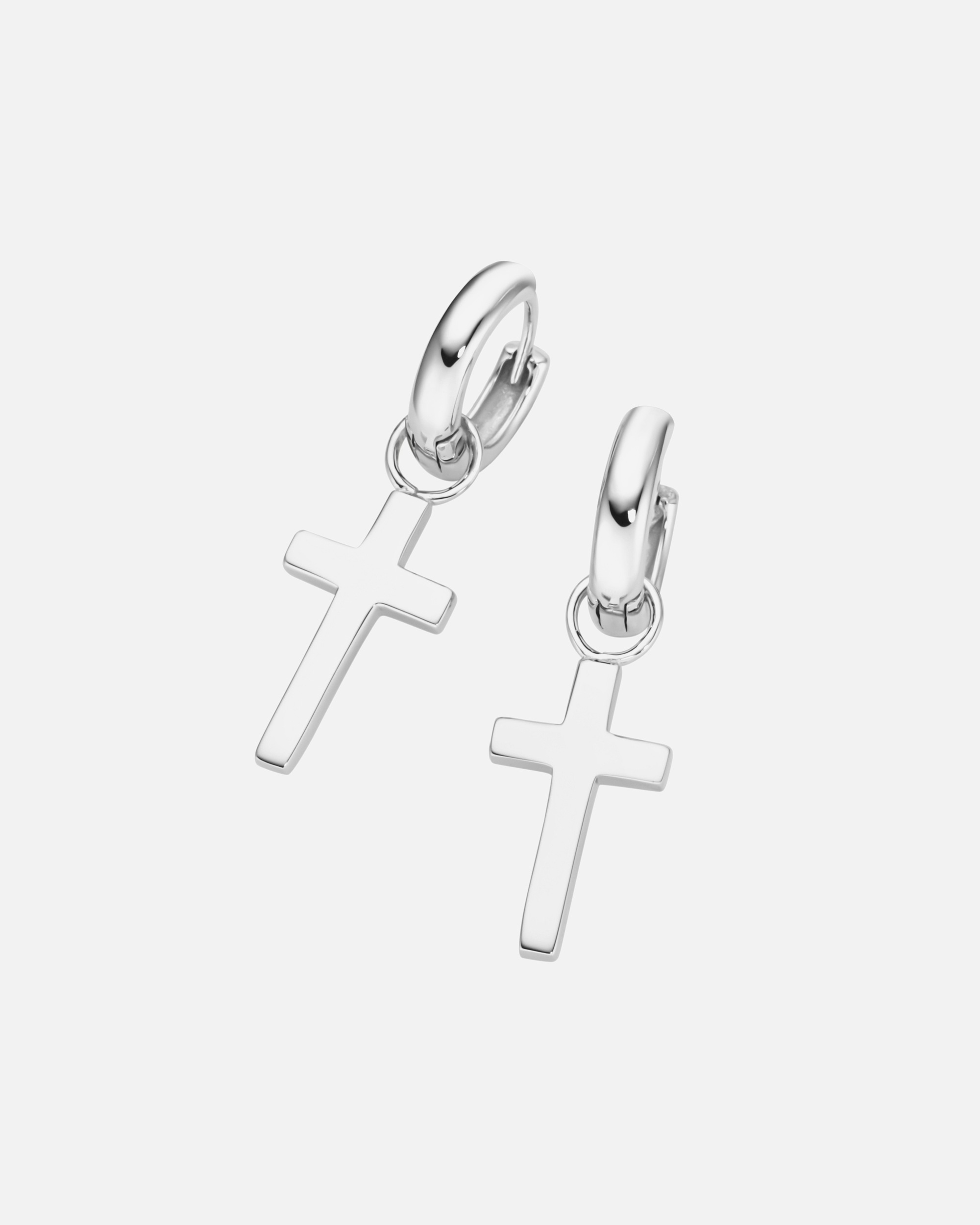 Creolen für Männlich Giorgio Martello Milano Creolen mit Behang Kreuz, Silber 925 3 cm