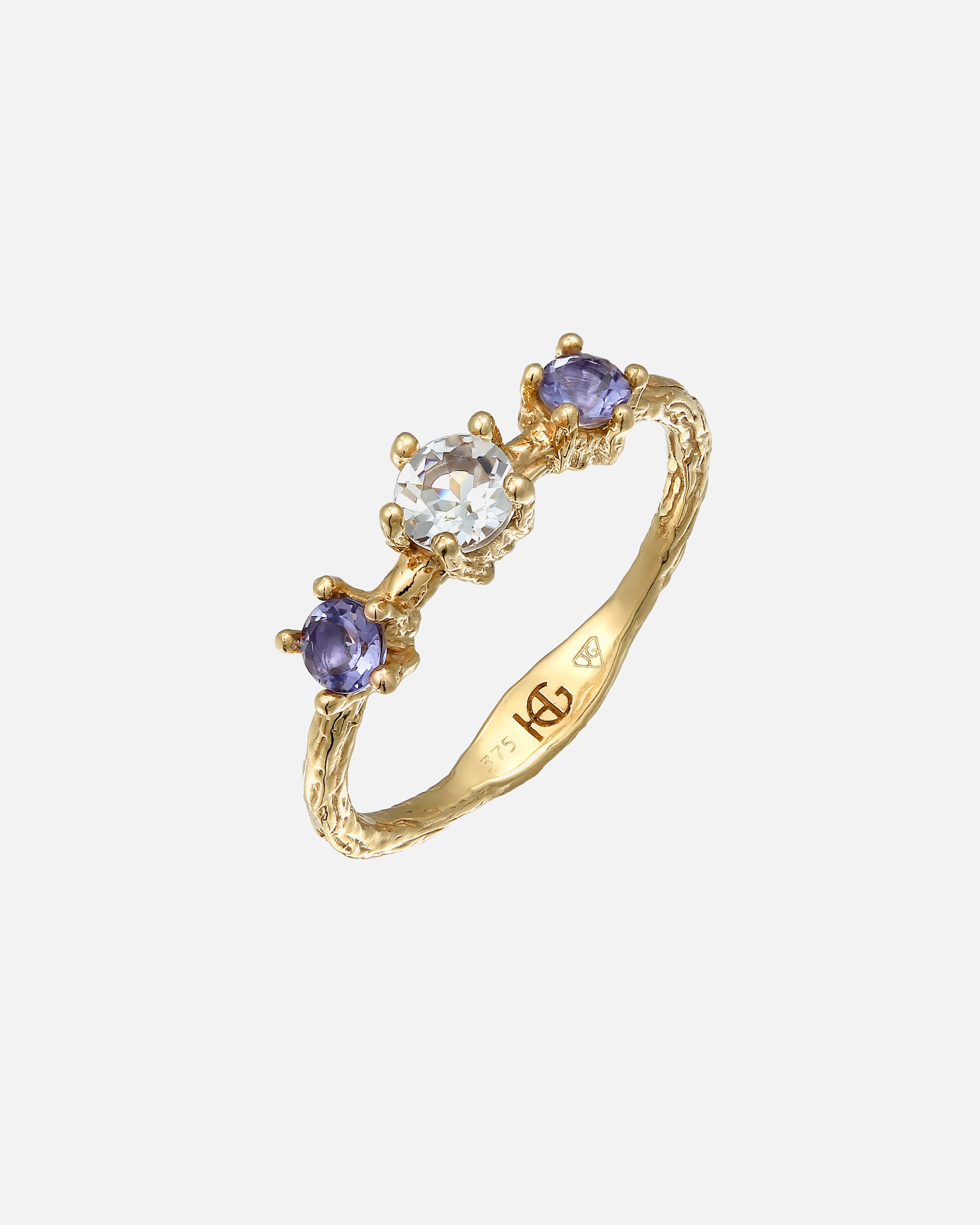 Ring für Weiblich Haze & Glory Default Brand Line Topas Lolite Edelstein Klassik 375 Gelbgold 54
