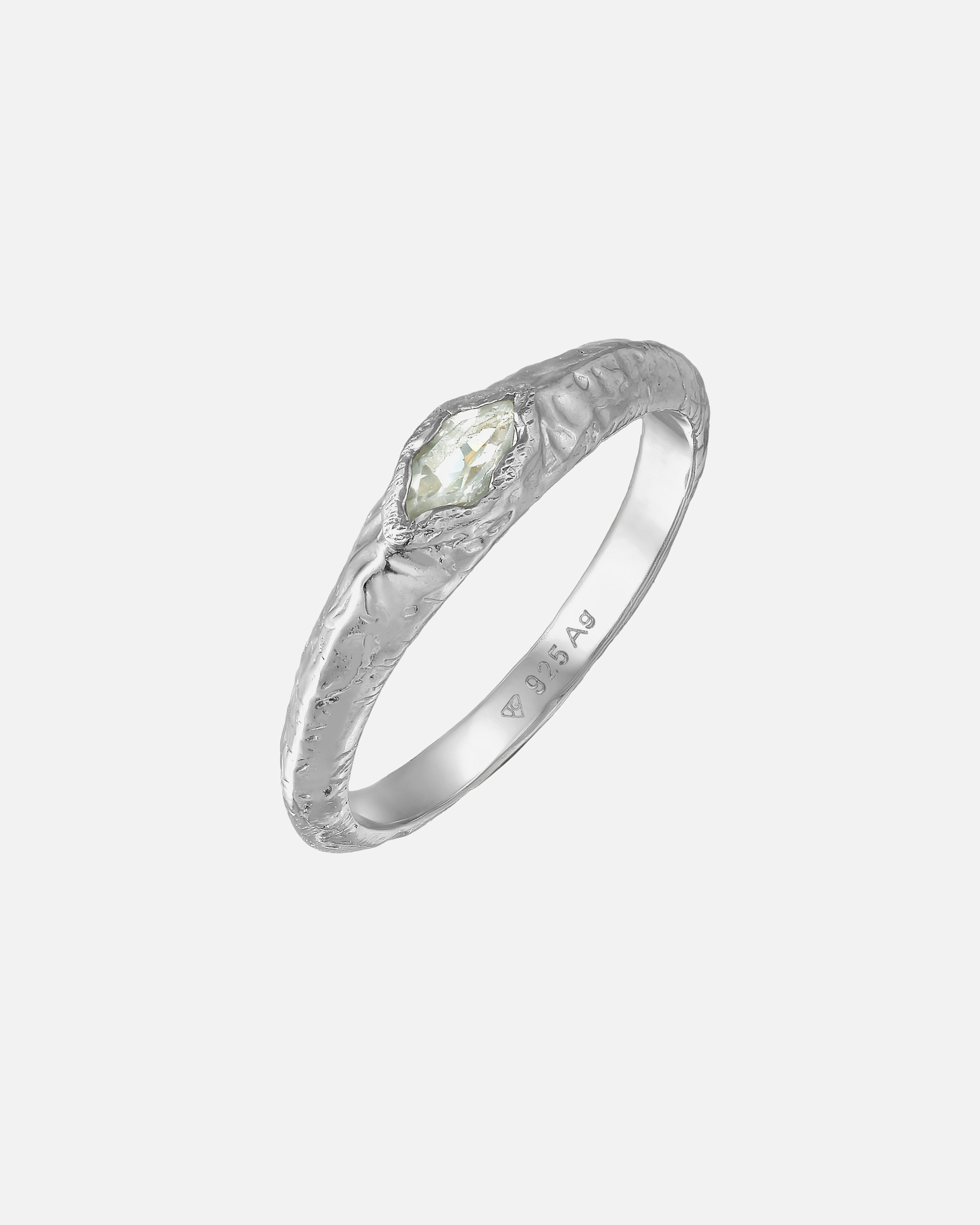 Ring für Unisex Haze & Glory Default Brand Line Amethyst Hellgrün Raue Struktur 925 Sterling Silber 52