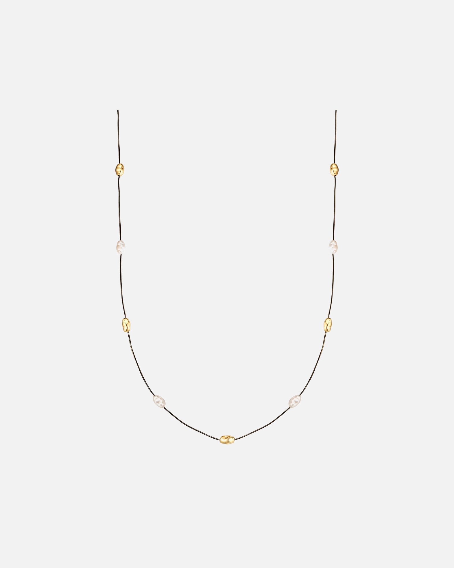 Halskette für Weiblich Yokoamii Halskette aus Messing in gelbgold mit Perle (synth.) 72,0 cm Basiskette + 5,0 cm Verlängerung