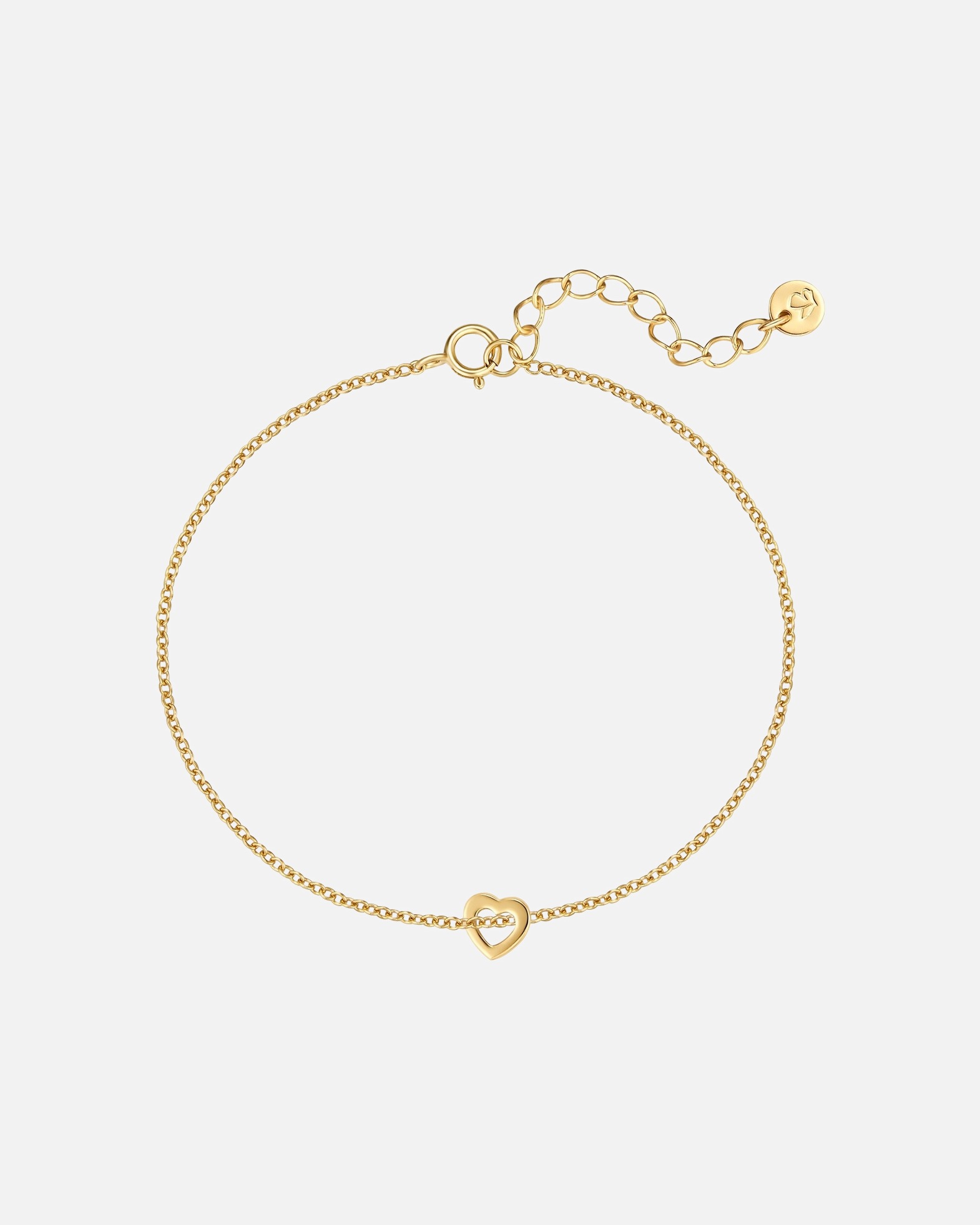 Armband für Weiblich Armband Herz aus Sterling Silber in gelbgold 17,0 cm Basislänge + 3,0 cm Verlängerung