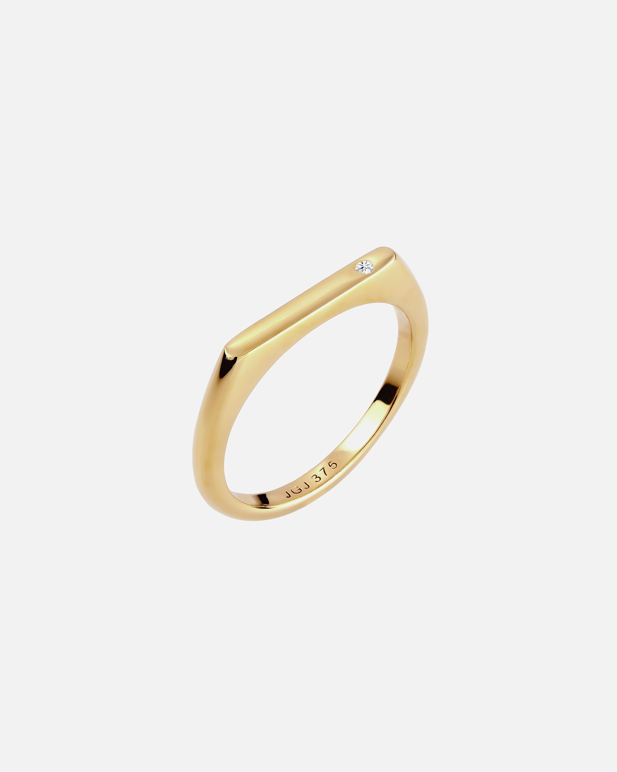 Ring für Männlich KUZZOI Siegelring Laborgezüchteter Diamant Weis (0.02 ct) 375 Gelbgold 60