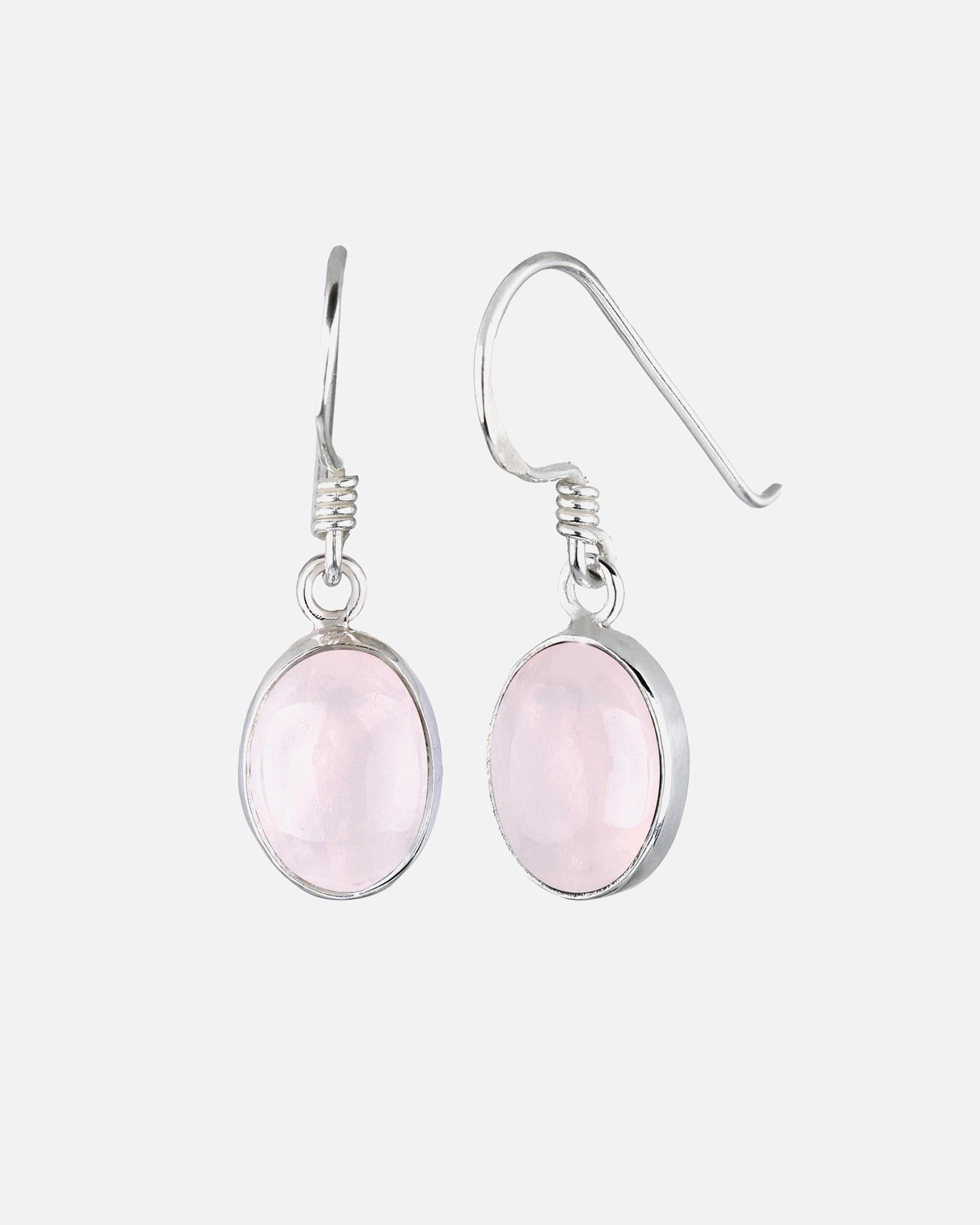 Ohrringe für Weiblich Elli Rosenquarz Basic Elegant Oval 925 Silber 1 Stück