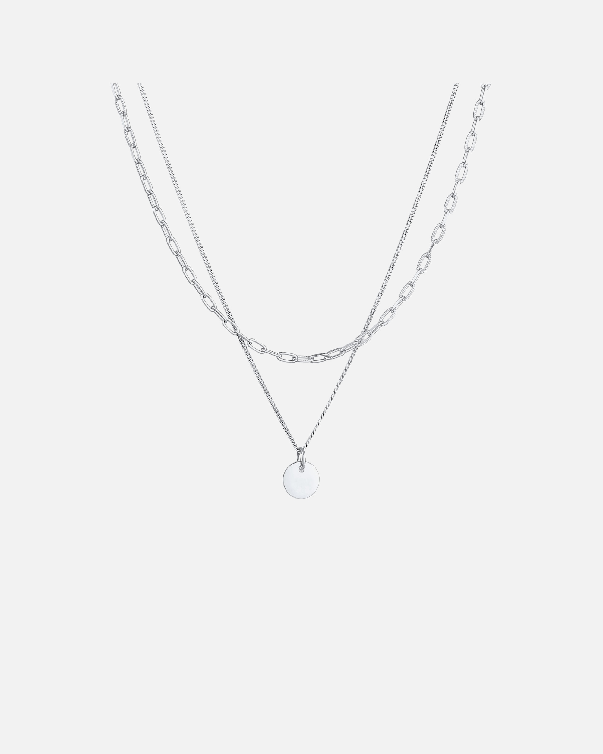 Halskette für Weiblich Elli Layer Plättchen Gliederkette 925 Silber 1 Stück