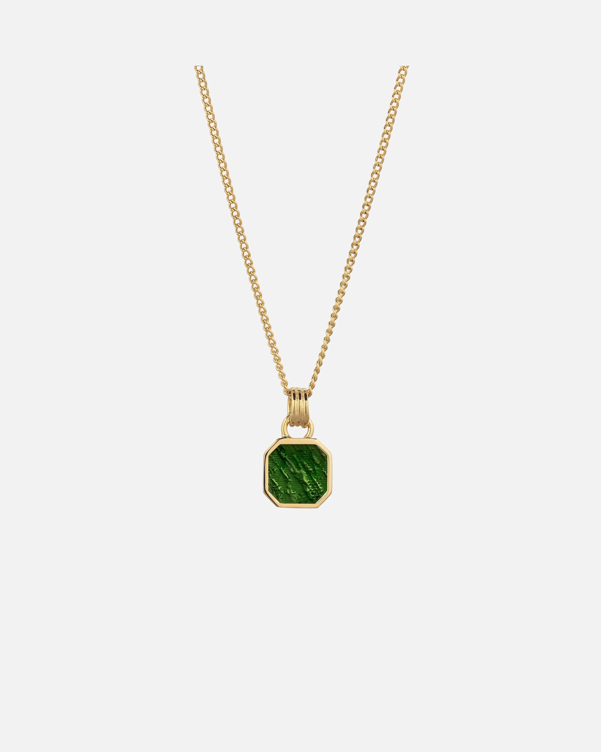 Halskette für Männlich KUZZOI Anhänger Emaille Grün 925 Sterling Silber goldfarben