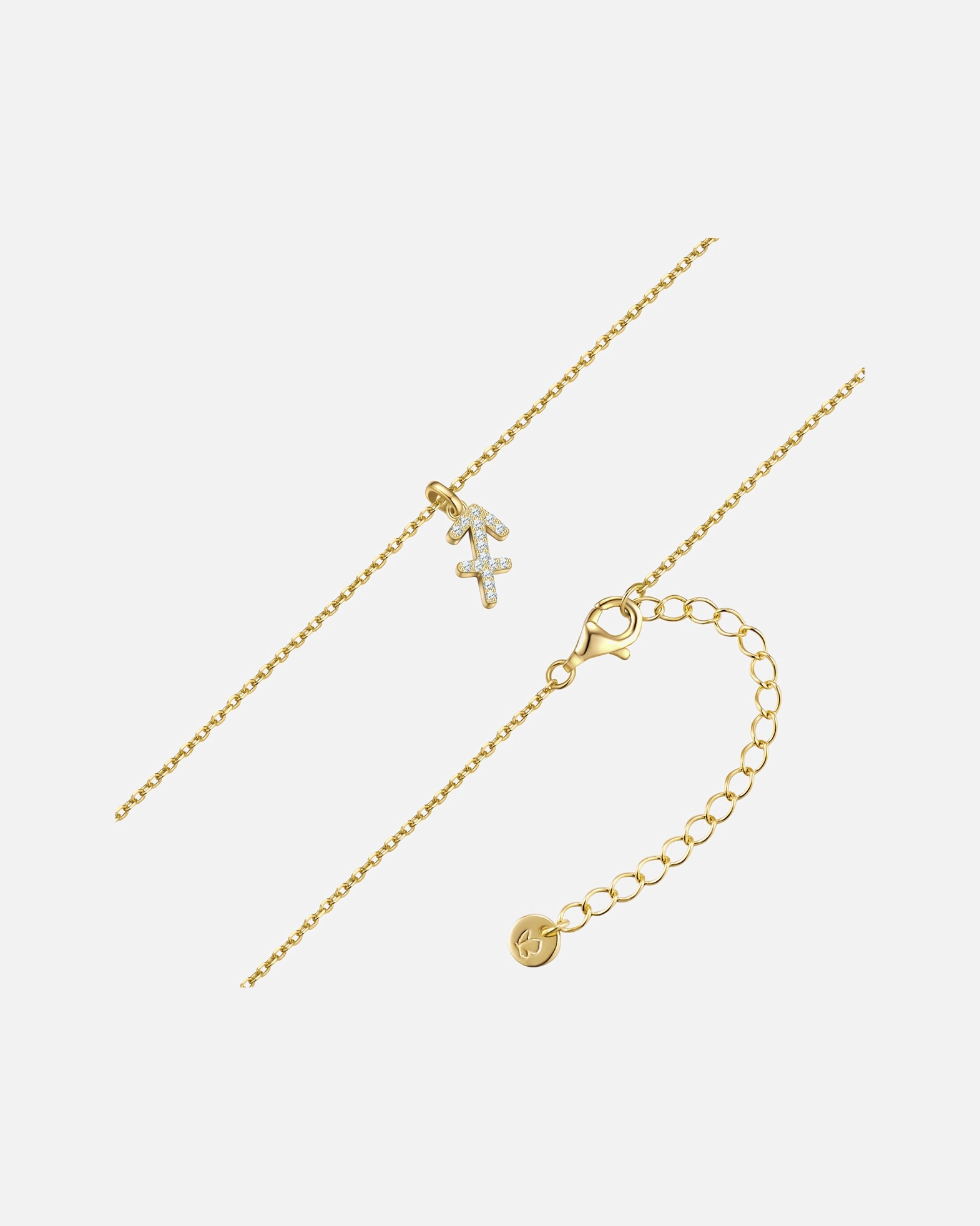 Halskette für Weiblich Glanzstücke München Halskette Sternzeichen Fische aus Sterling Silber in gelbgold mit Zirkonia 40,0 cm Basiskette + 5,0 cm Verlängerung