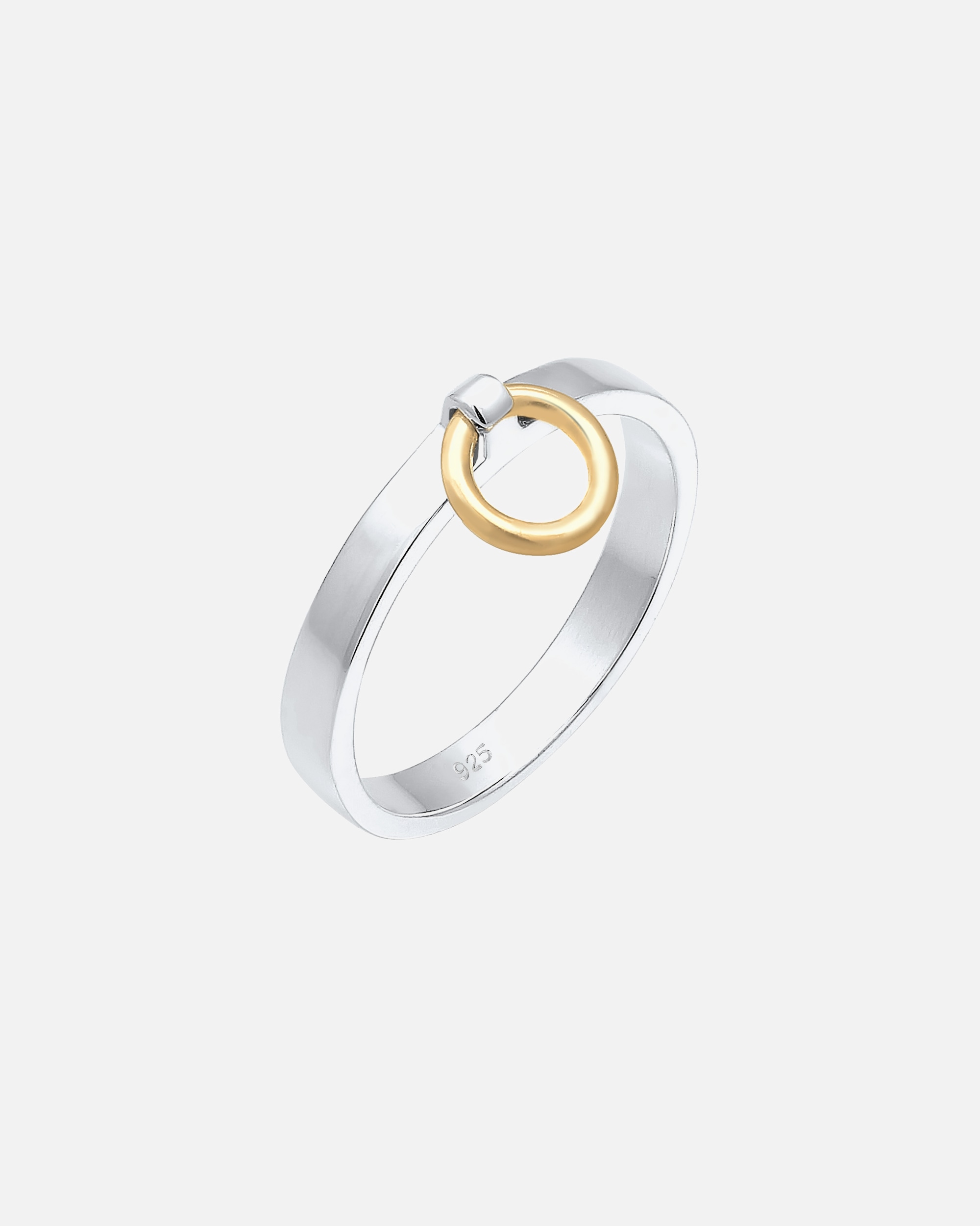 Ring für Weiblich Elli Bandring Kreis Anhänger Bi-Color Geo 925 Silber 54