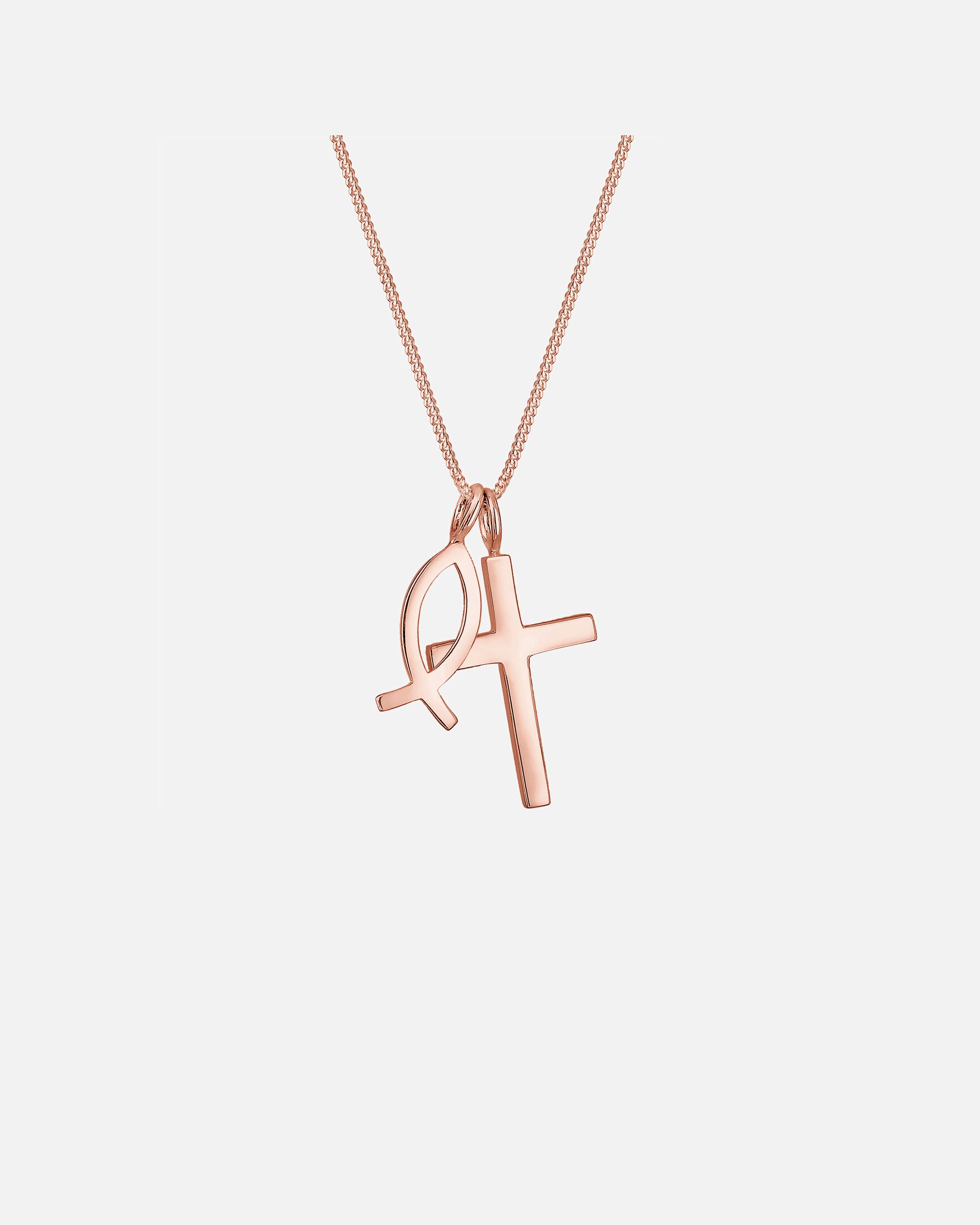 Halskette für Weiblich Elli Panzerkette Kreuz Fisch Symbol Religion 925er Silber 1 Stück