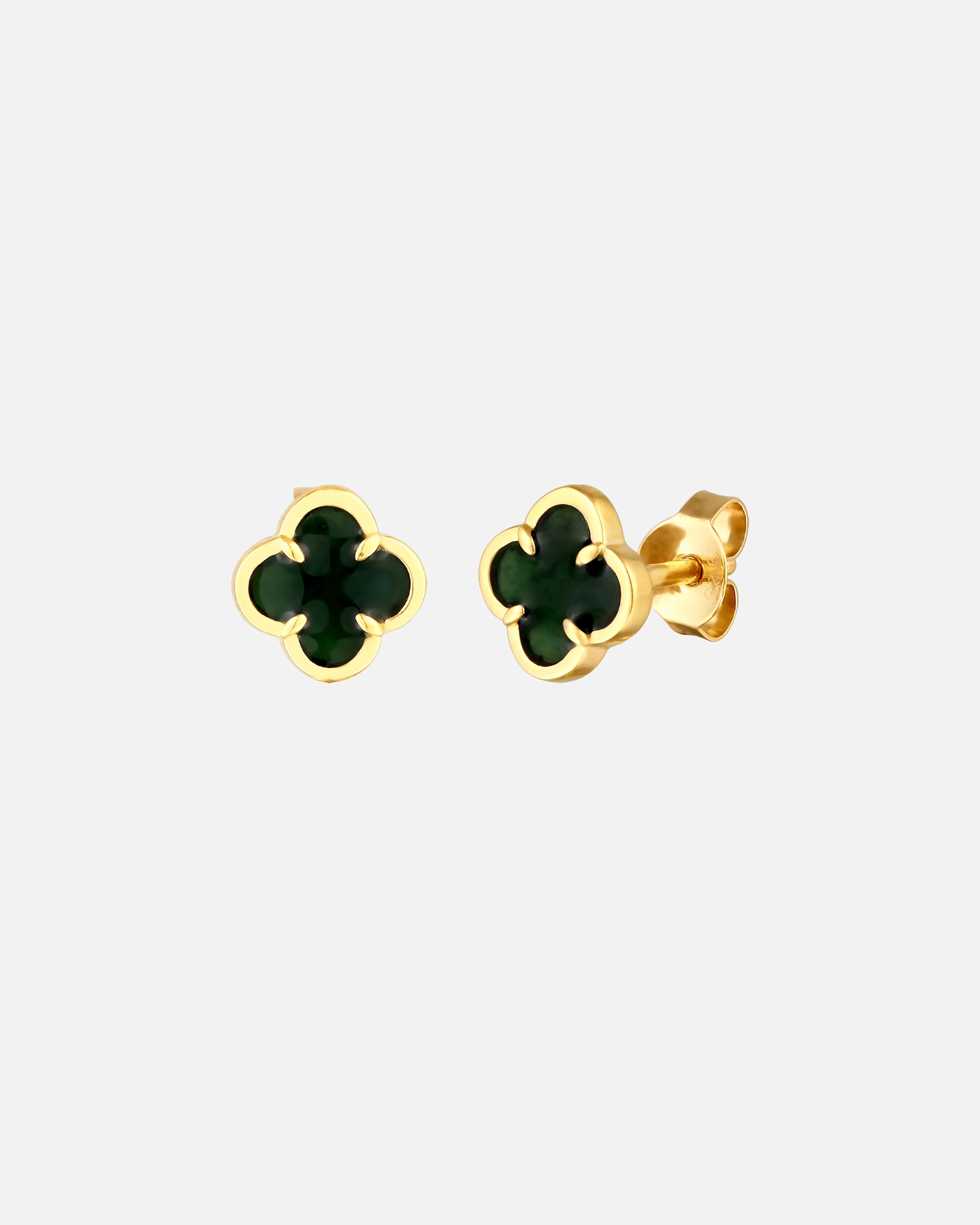 Ohrringe für Männlich KUZZOI Ohrstecker Kleeblatt Emaille Grün 925 Sterling Silber goldfarben