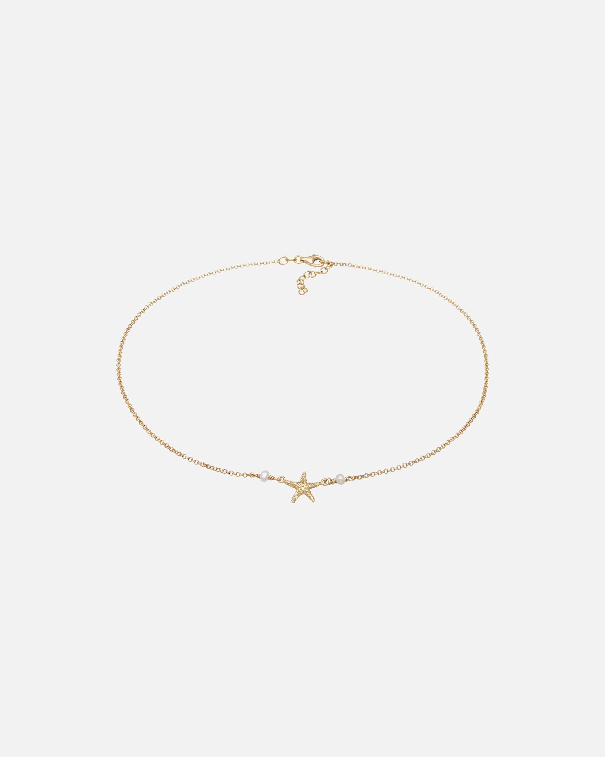 Halskette für Weiblich Choker Seestern Zuchtperle Beach 925 Silber vergoldet 1 Stück