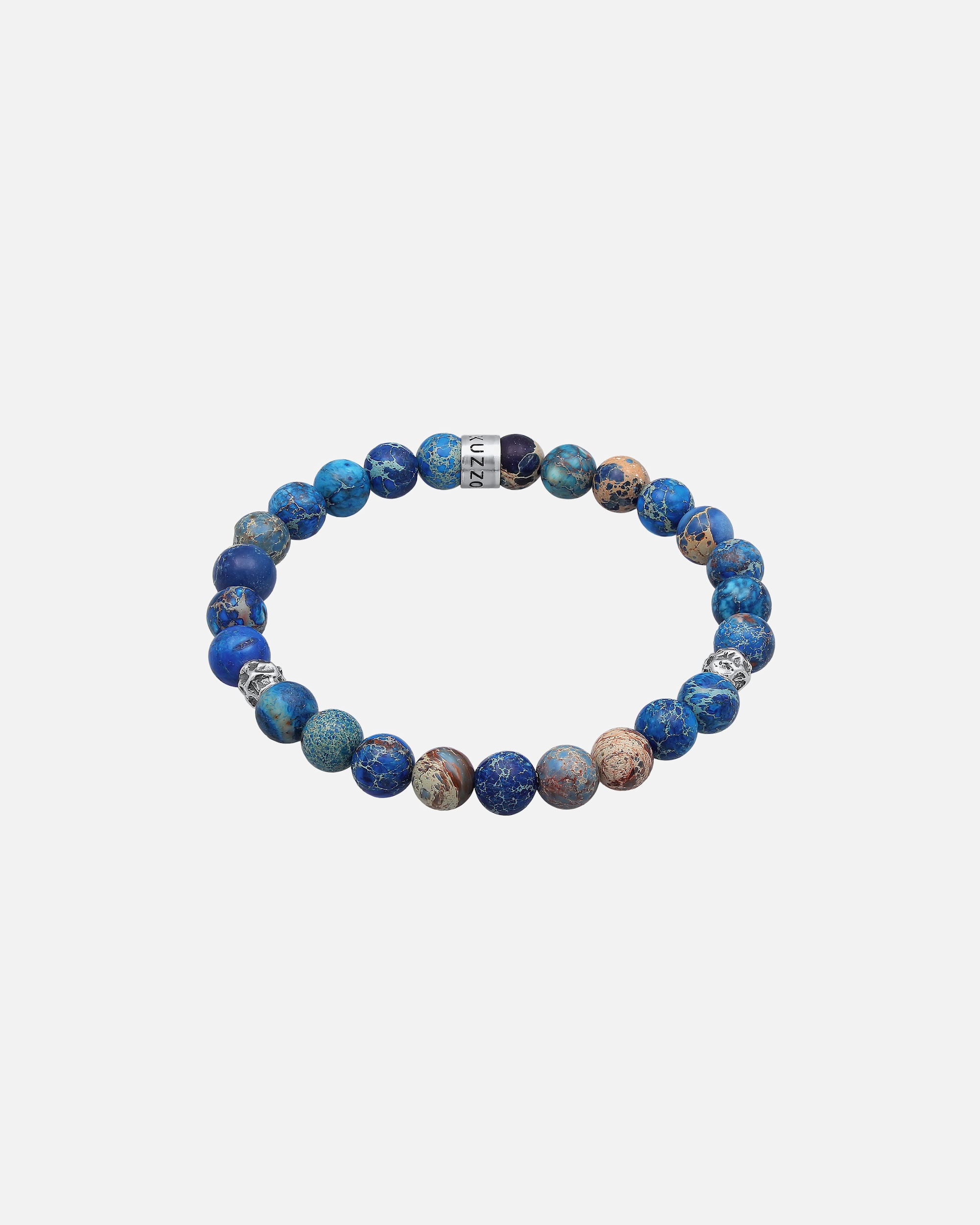 Armband für Männlich KUZZOI Herren Achat Perlen Blau Beads 925 Silber 1 Stück