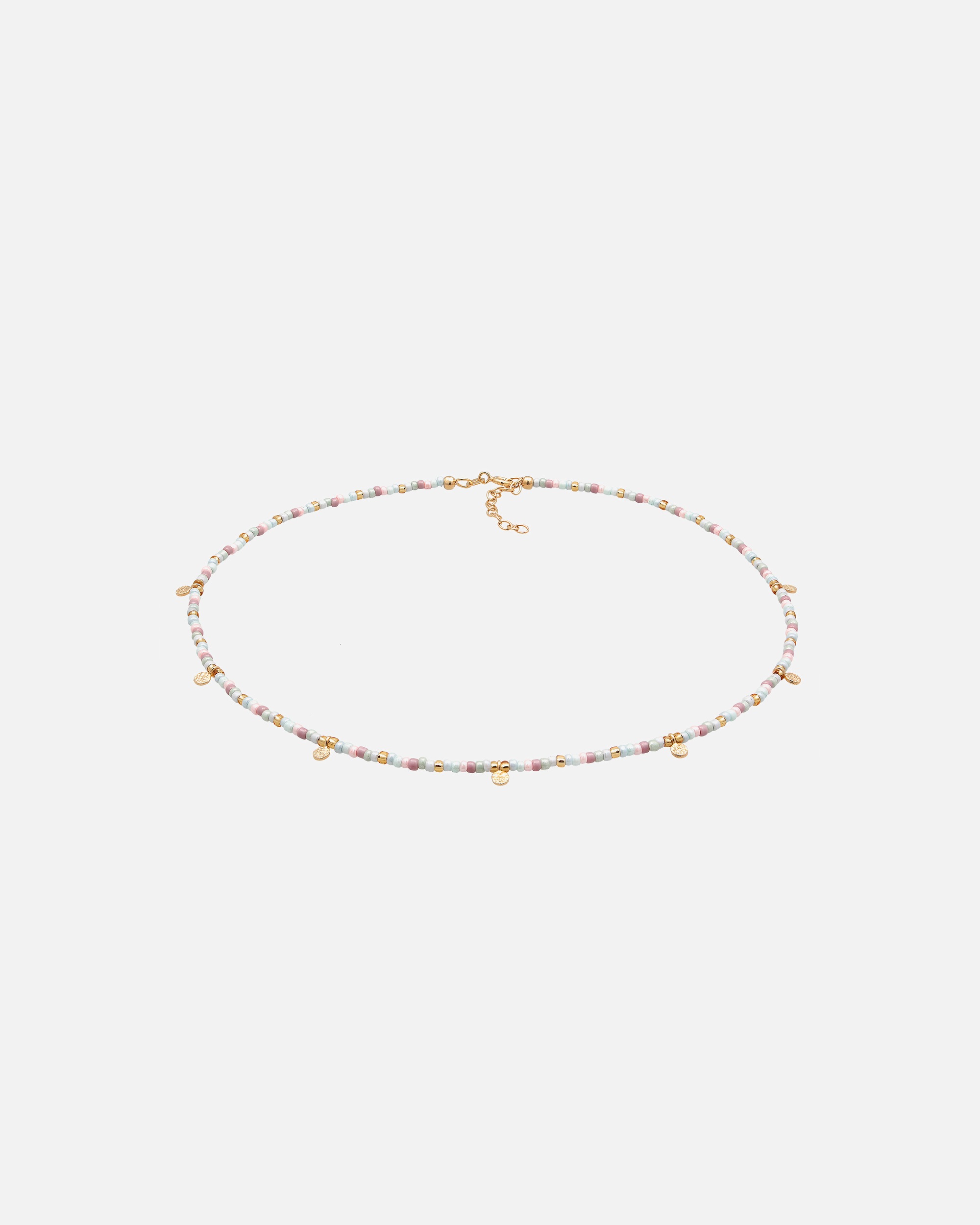 Halskette für Weiblich Elli Plättchen Glas Beads Bunt 925 Silber vergoldet 1 Stück