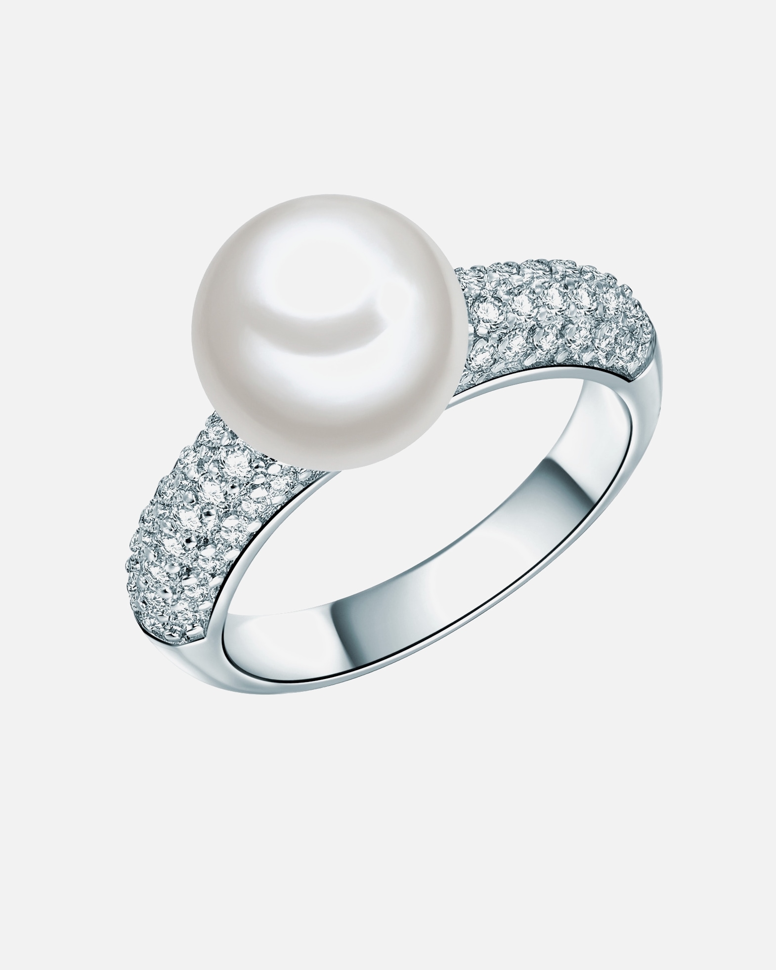 Ring für Weiblich Lulu & Jane Perlen-Ring Messing Zirkonia Muschelkernperle in Silber 52