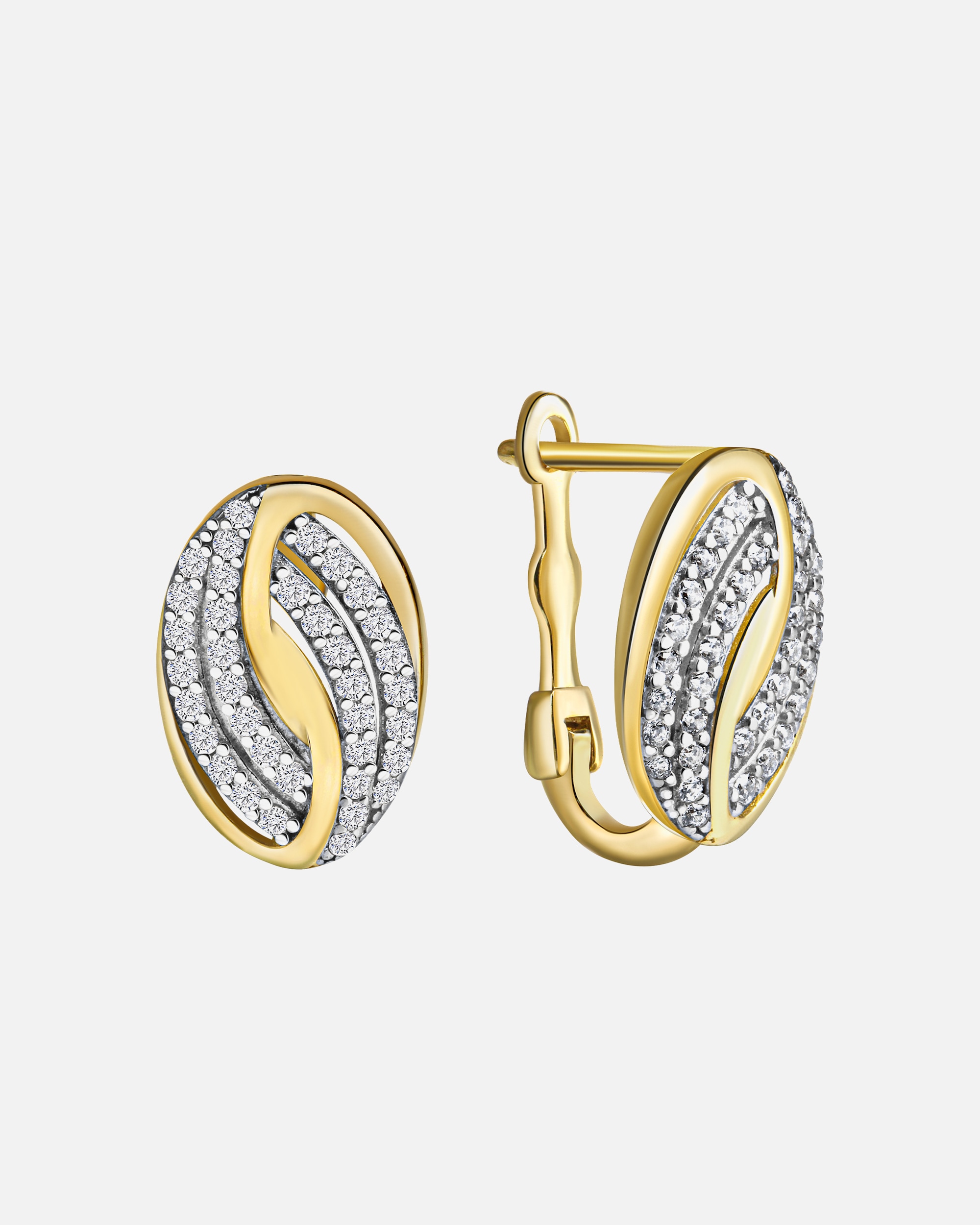 Creolen für Weiblich Fascination by Ellen K. Klappcreolen 585/- Gold Zirkonia weiß mehrfarbig