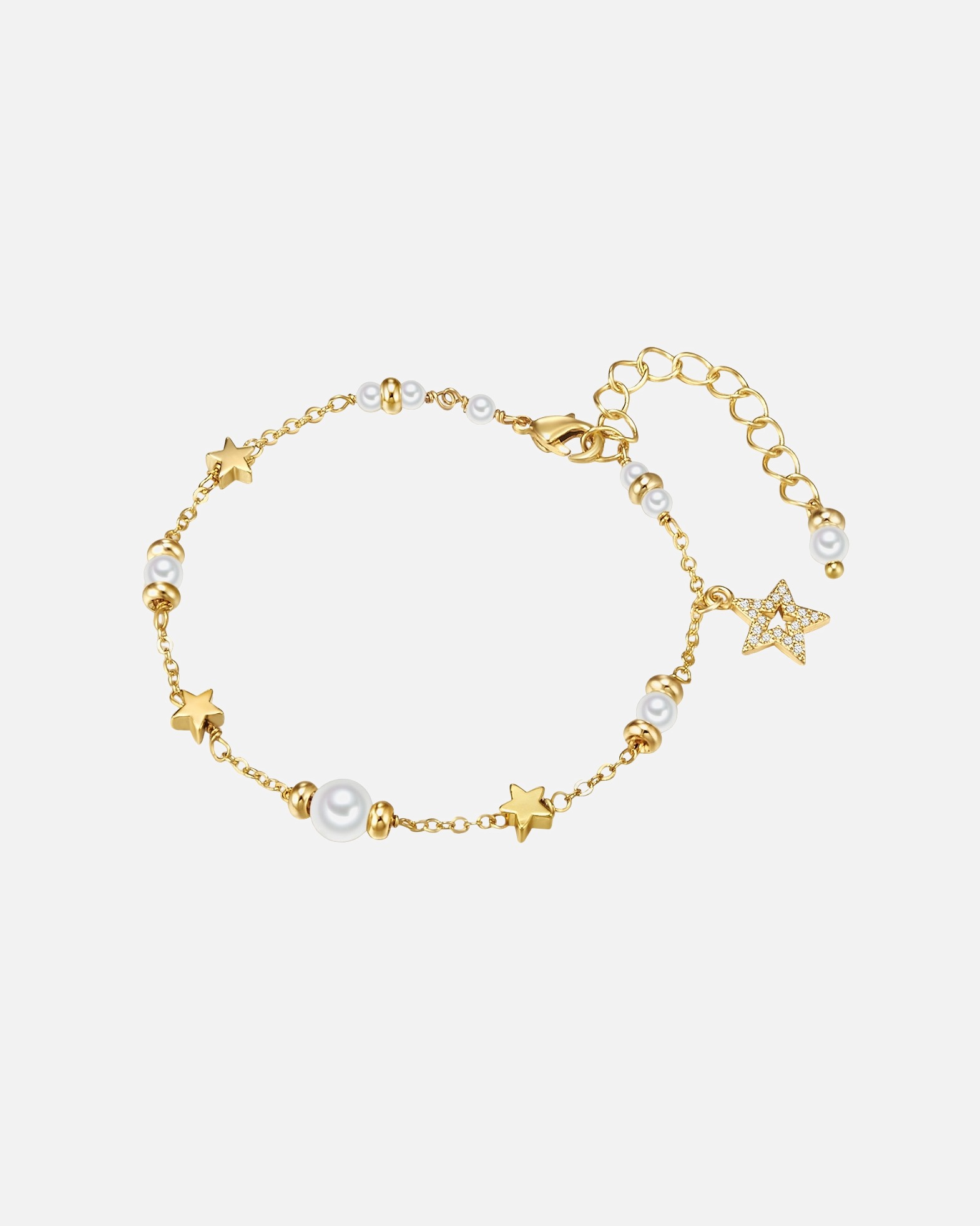 Armband für Weiblich Lulu & Jane Perlen-Armband Stern Metall-Legierung Muschelkernperle in Gelbgold 1 Stück