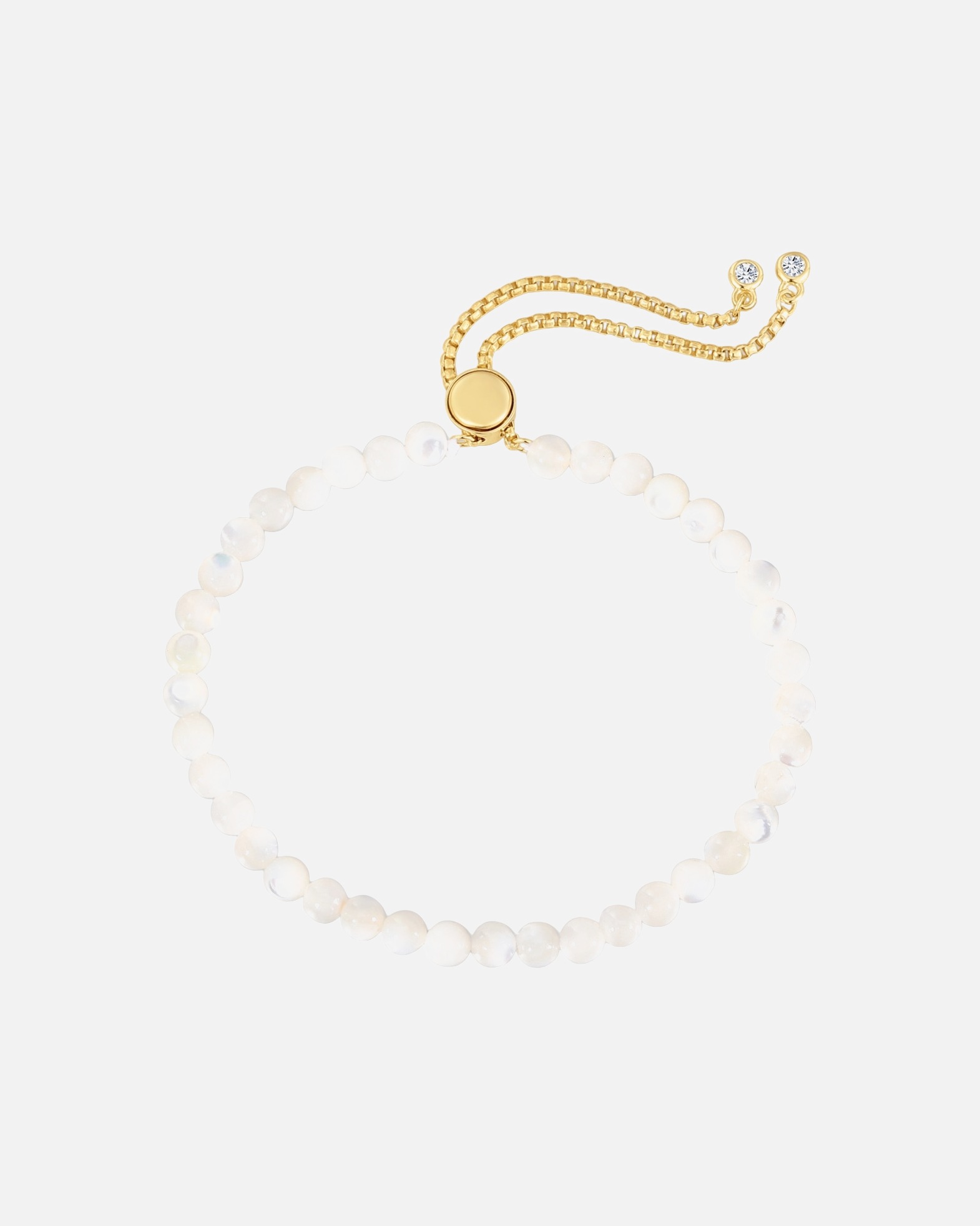 Armband für Weiblich Glanzstücke München Armband aus Sterling Silber in gelbgold mit Zirkonia Perlmutt 15,0 - 22,0 cm, flexibel einstellbar