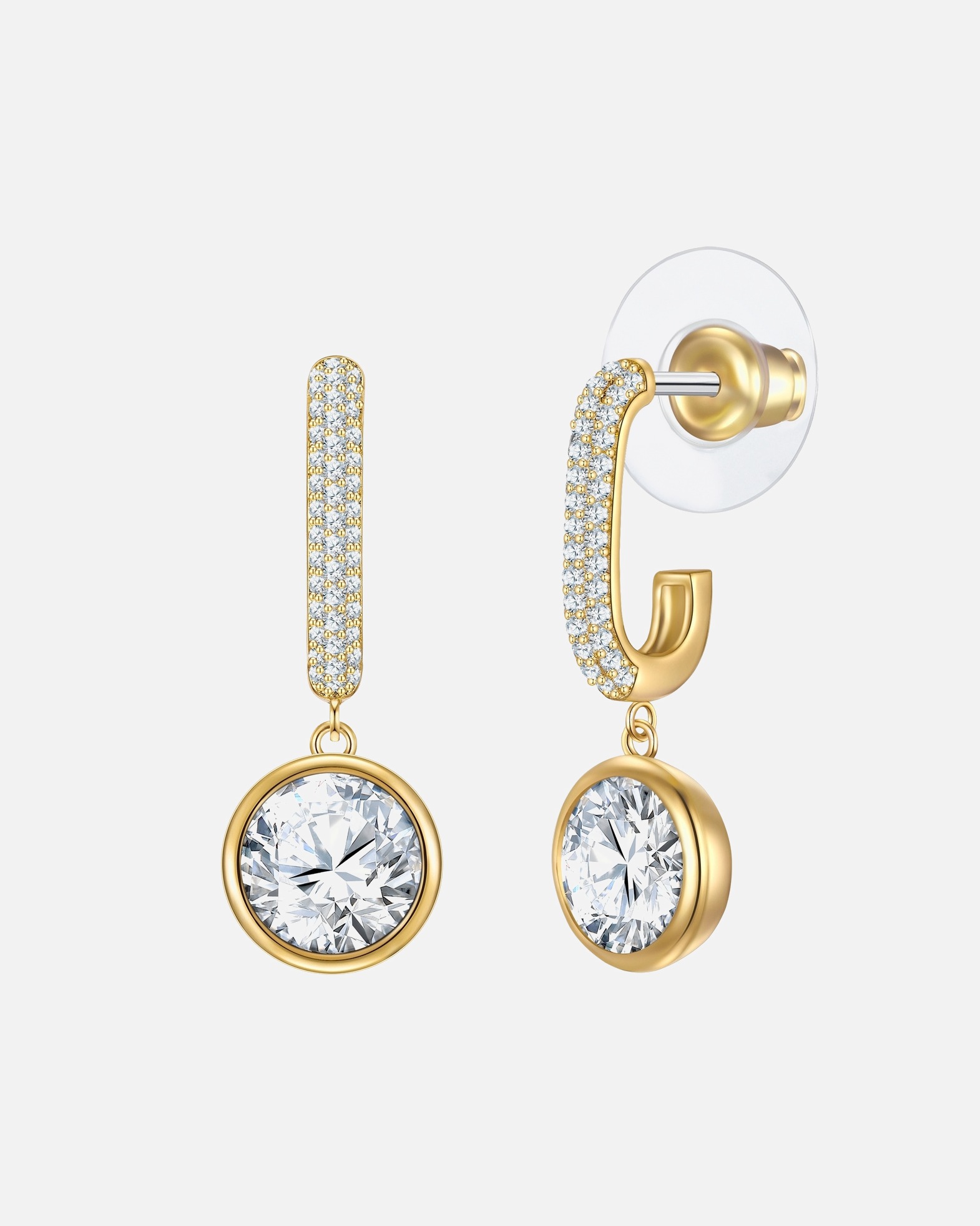 Creolen für Weiblich Yokoamii Creolen gelbgold Zirkonia weiß 1 Stück