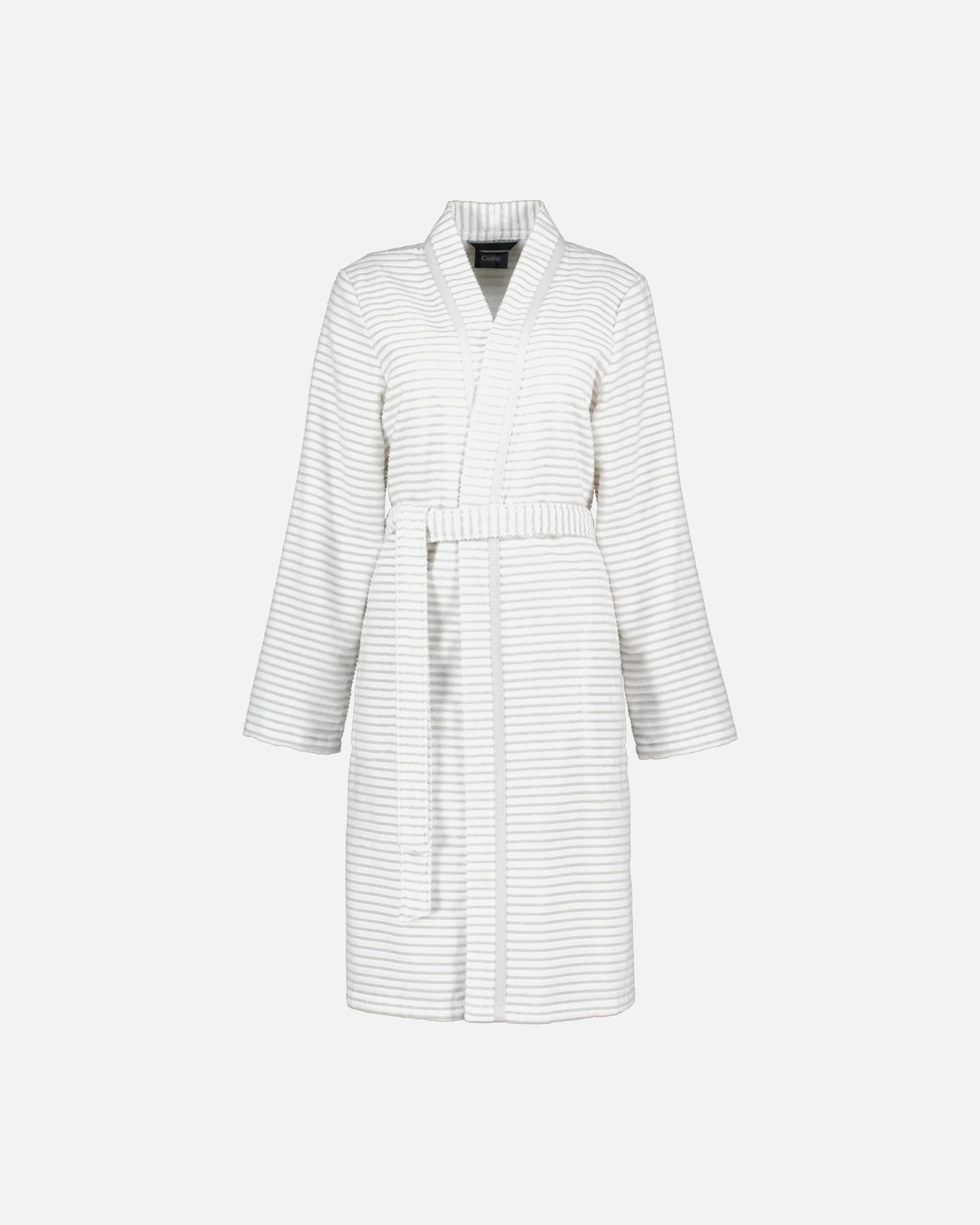 Bademantel für Weiblich Cawö Cawö Bademäntel Damen Kimono Struktur 1214 weiß-silber - 76 L