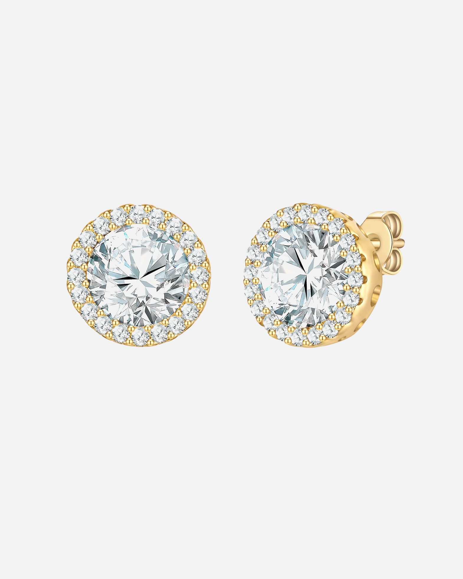 Ohrringe für Weiblich Ohrstecker aus Messing in gelbgold mit Zirkonia 8,8 mm