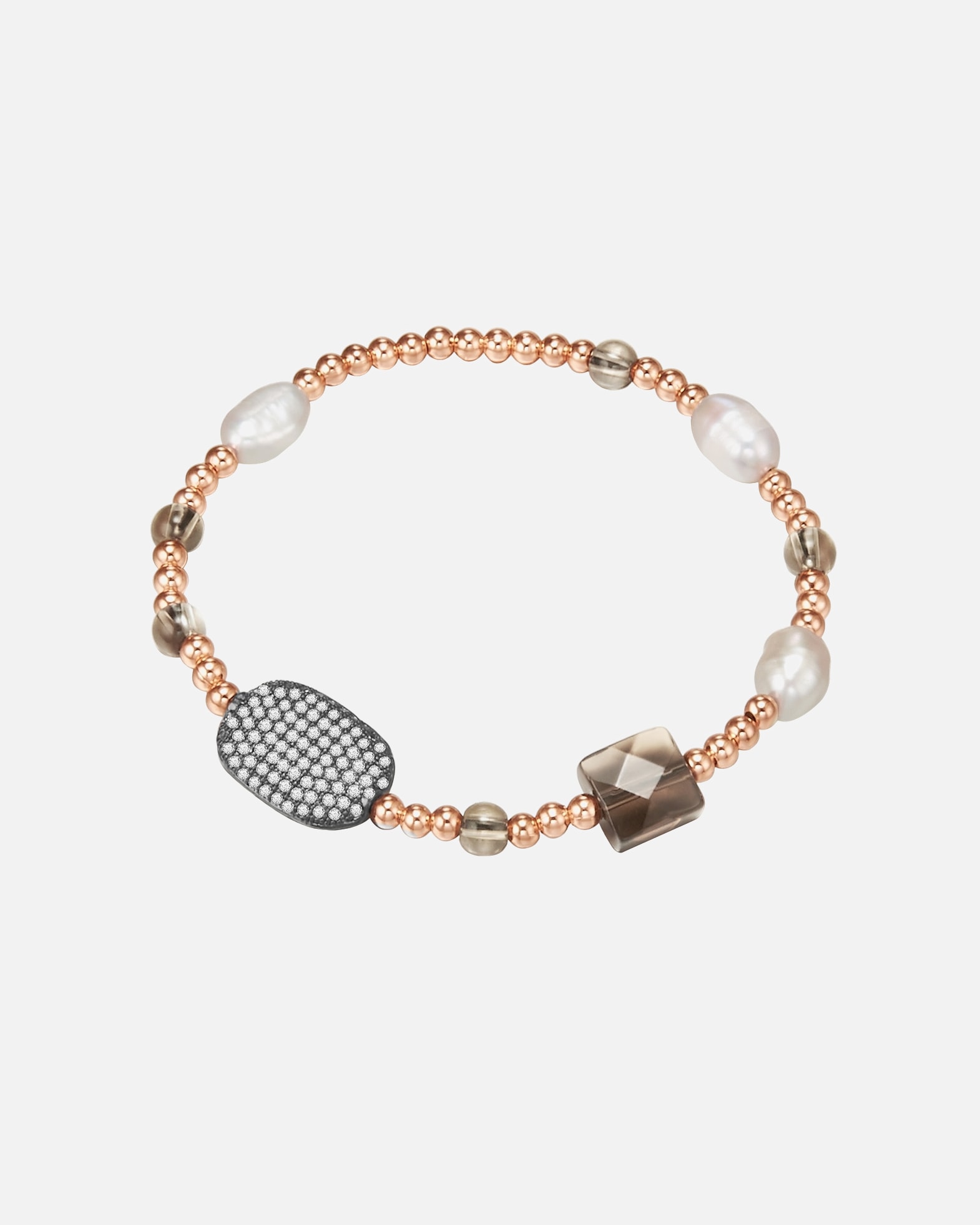 Armband für Weiblich Lulu & Jane Perlen-Armband Metall-Legierung Zirkonia Süßwasser-Zuchtperle in Roségold 1 Stück