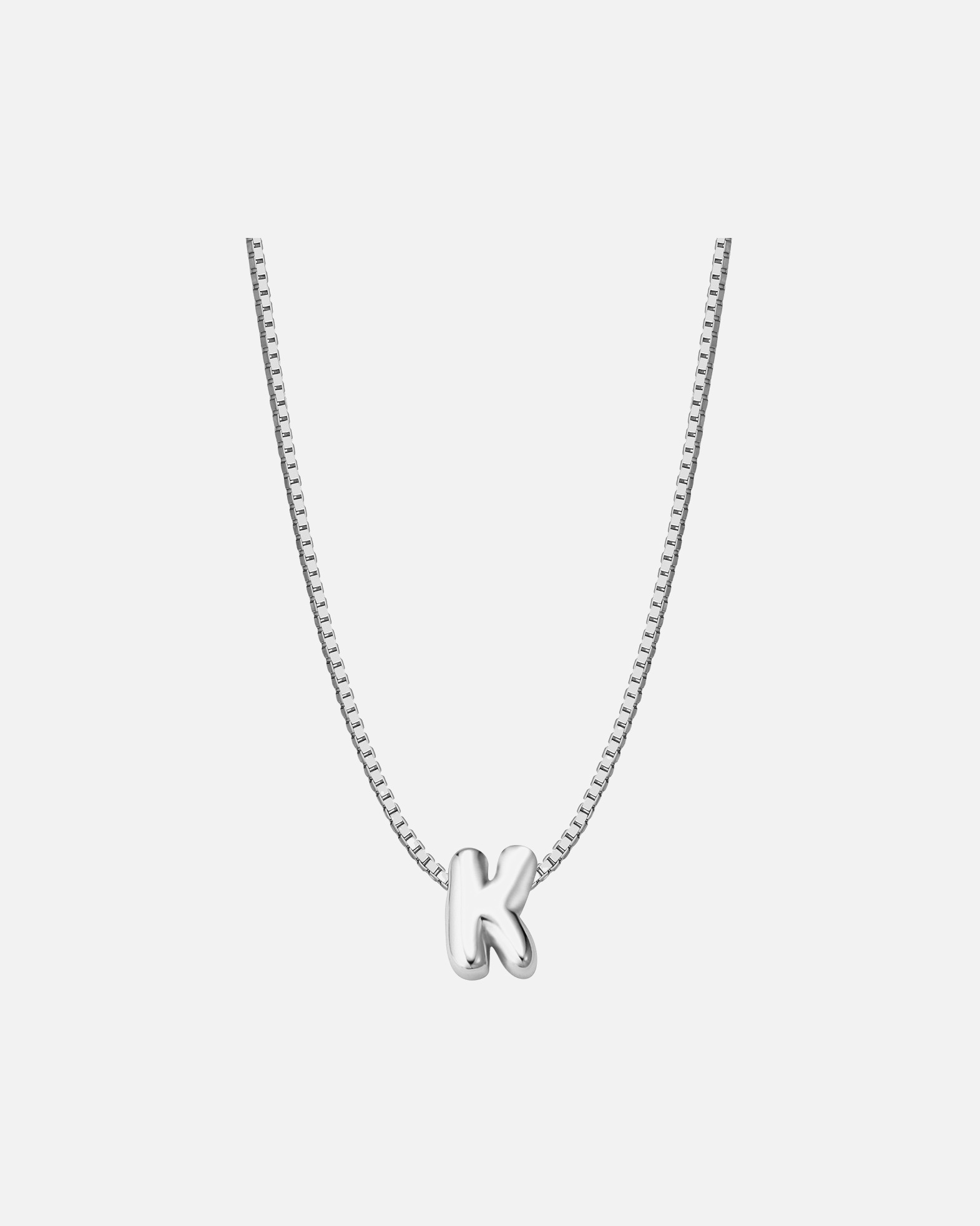 Halskette für Weiblich Halskette Buchstabe K aus Sterling Silber in silber 40,0 cm Basiskette + 5,0 cm Verlängerung