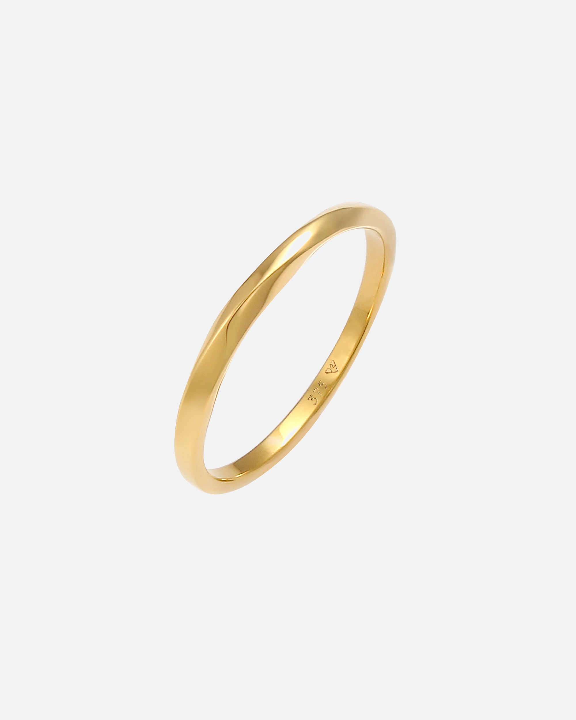 Ring für Weiblich Elli PREMIUM Basic Bandring Twist Gedreht Trend 375 Gelbgold 58