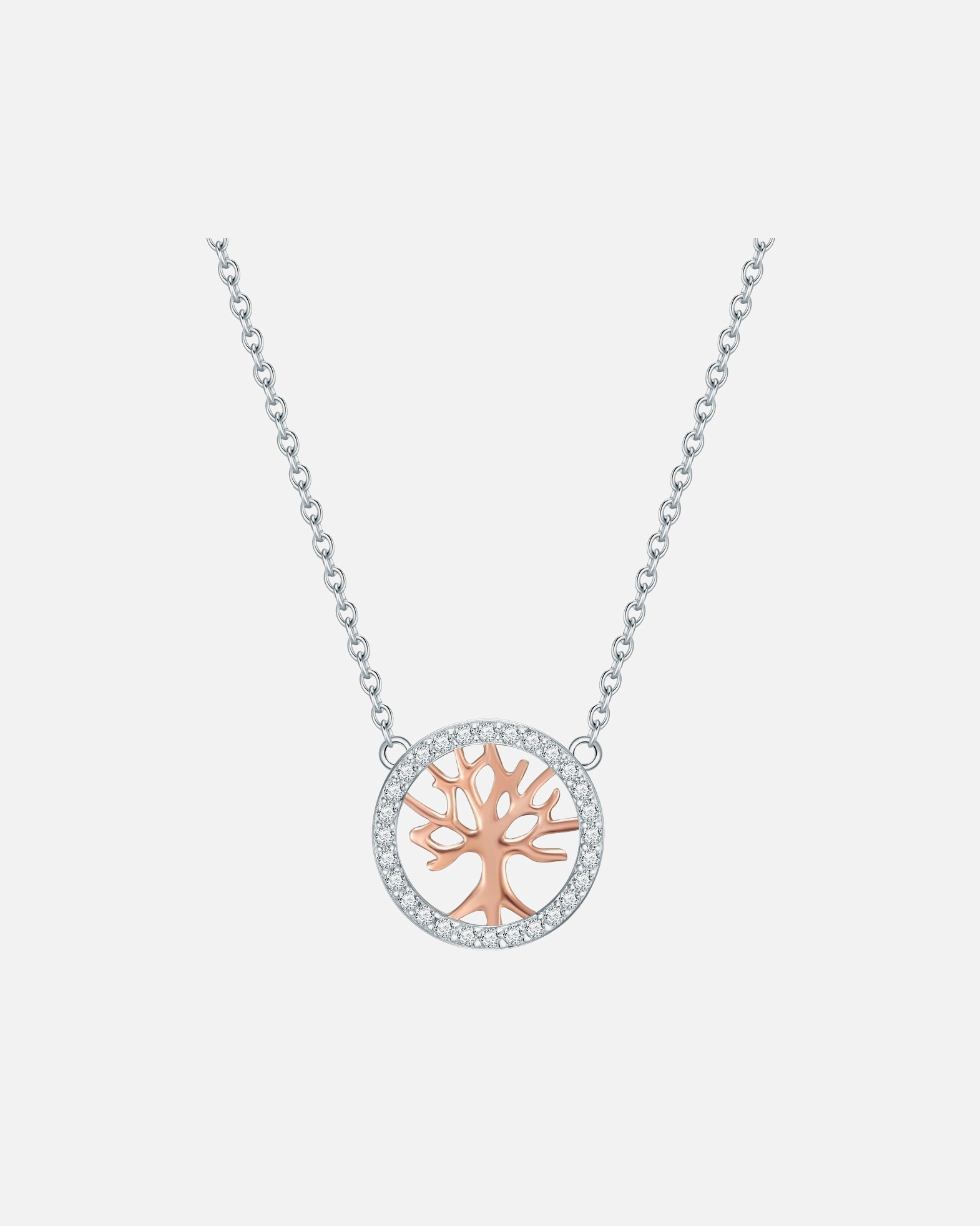 Halskette für Weiblich Rafaela Donata Halskette Lebensbaum Sterling Silber Zirkonia in Silber/Roségold 1 Stück