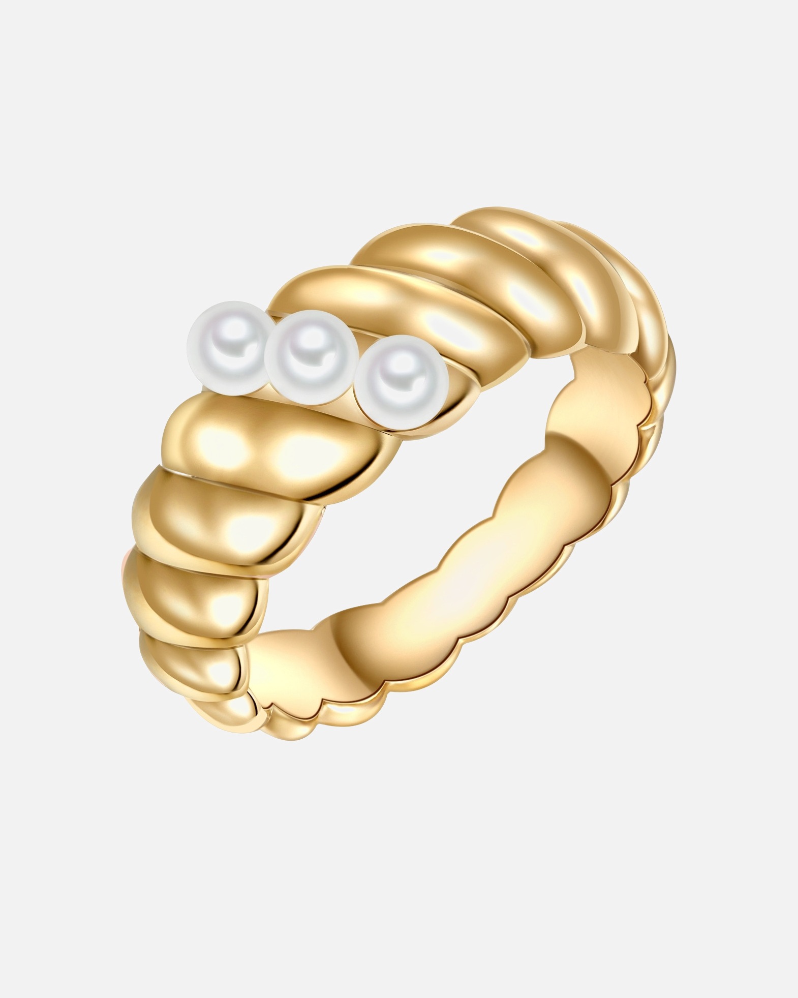 Ring für Weiblich Lulu & Jane Perlen-Ring Messing Muschelkernperle in Gelbgold 56