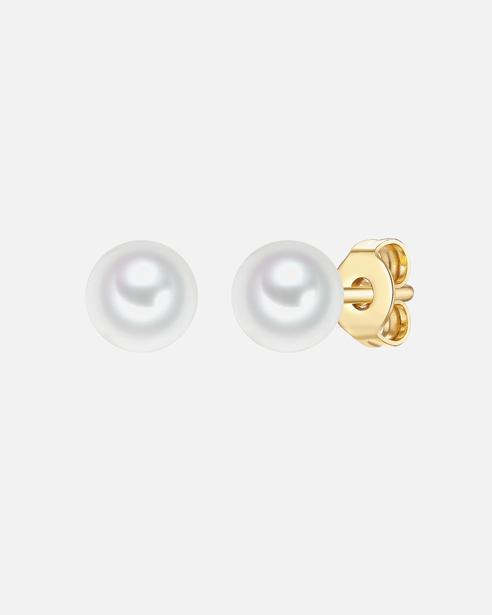 Ohrringe für Weiblich Trilani Perlen-Ohrstecker aus Sterling Silber in gelbgold mit Süßwasser-Zuchtperle 1 Stück