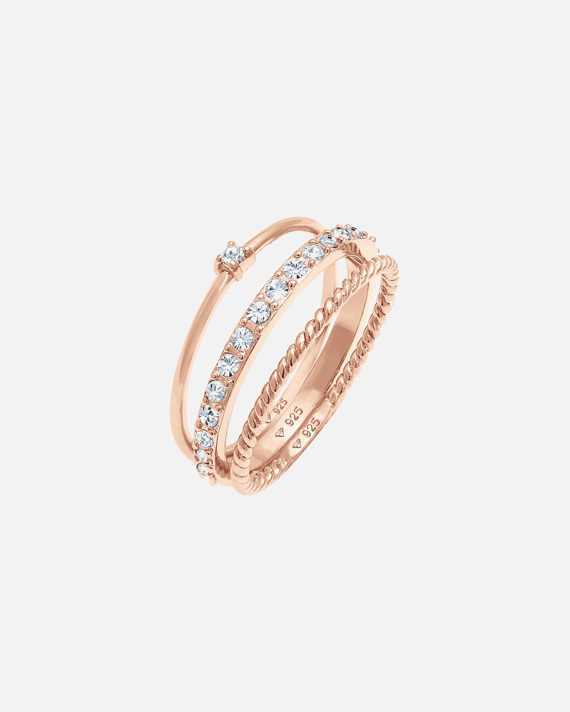 Ring für Weiblich Elli Elli Ring Stapelring 3er Set 925 Silber, mit Kristallen von Swarovski® 58