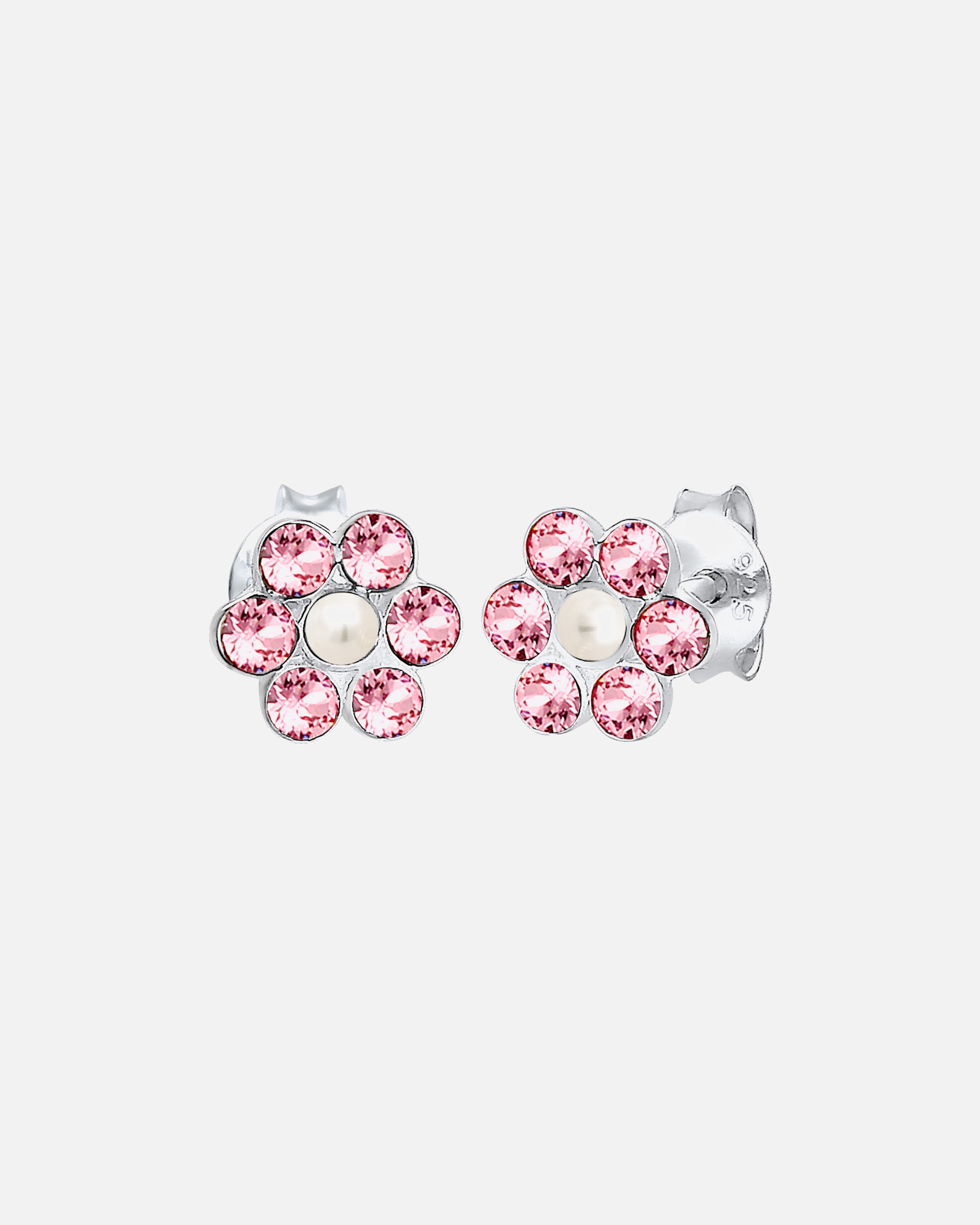 Ohrringe für Weiblich Elli Kinder Blume Synthetische Perle 925 Silber, mit Kristallen von Swarovski® 1 Stück