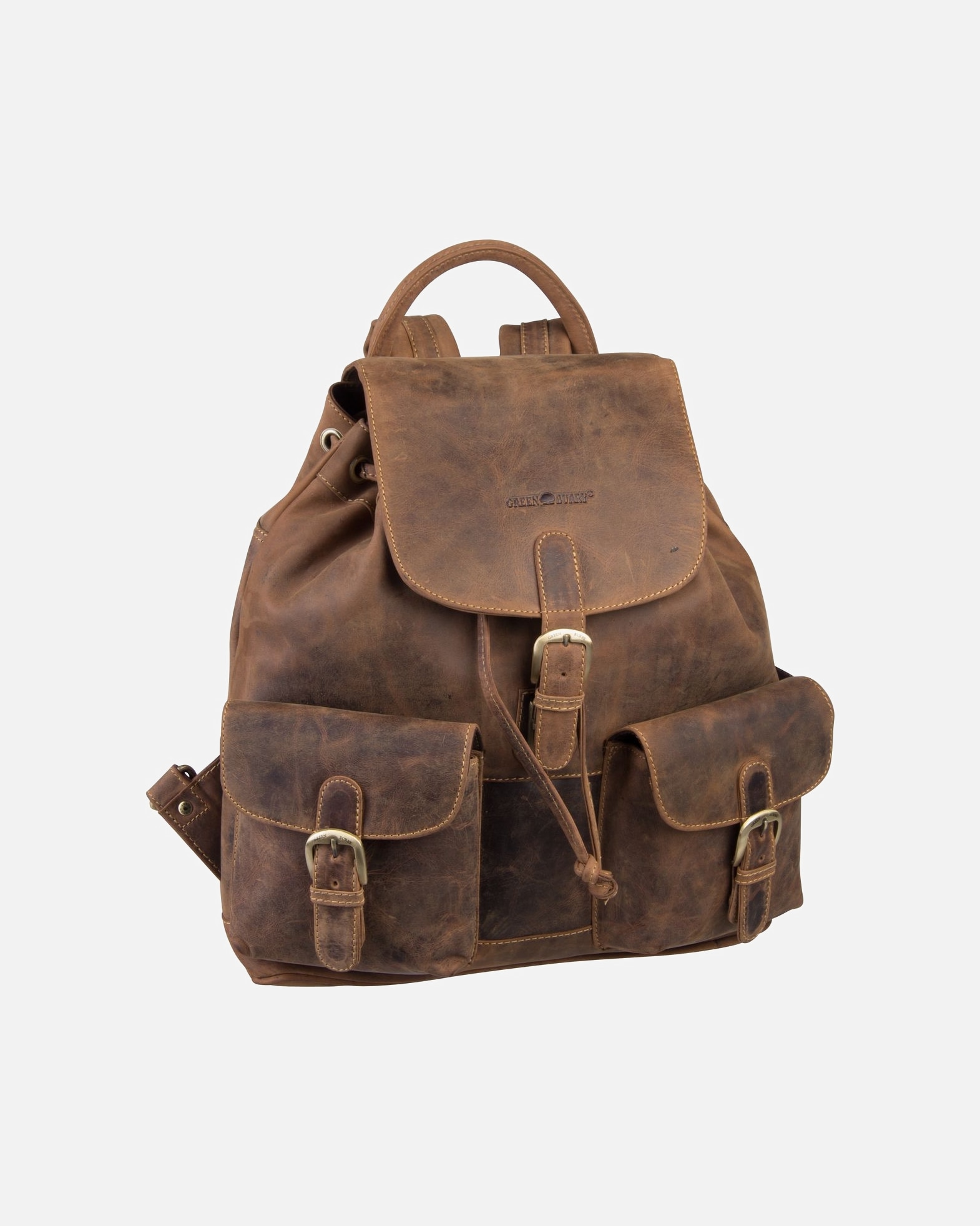 Rucksack für Unisex Greenburry Rucksack Vintage 1711 Rucksack Sattelbraun