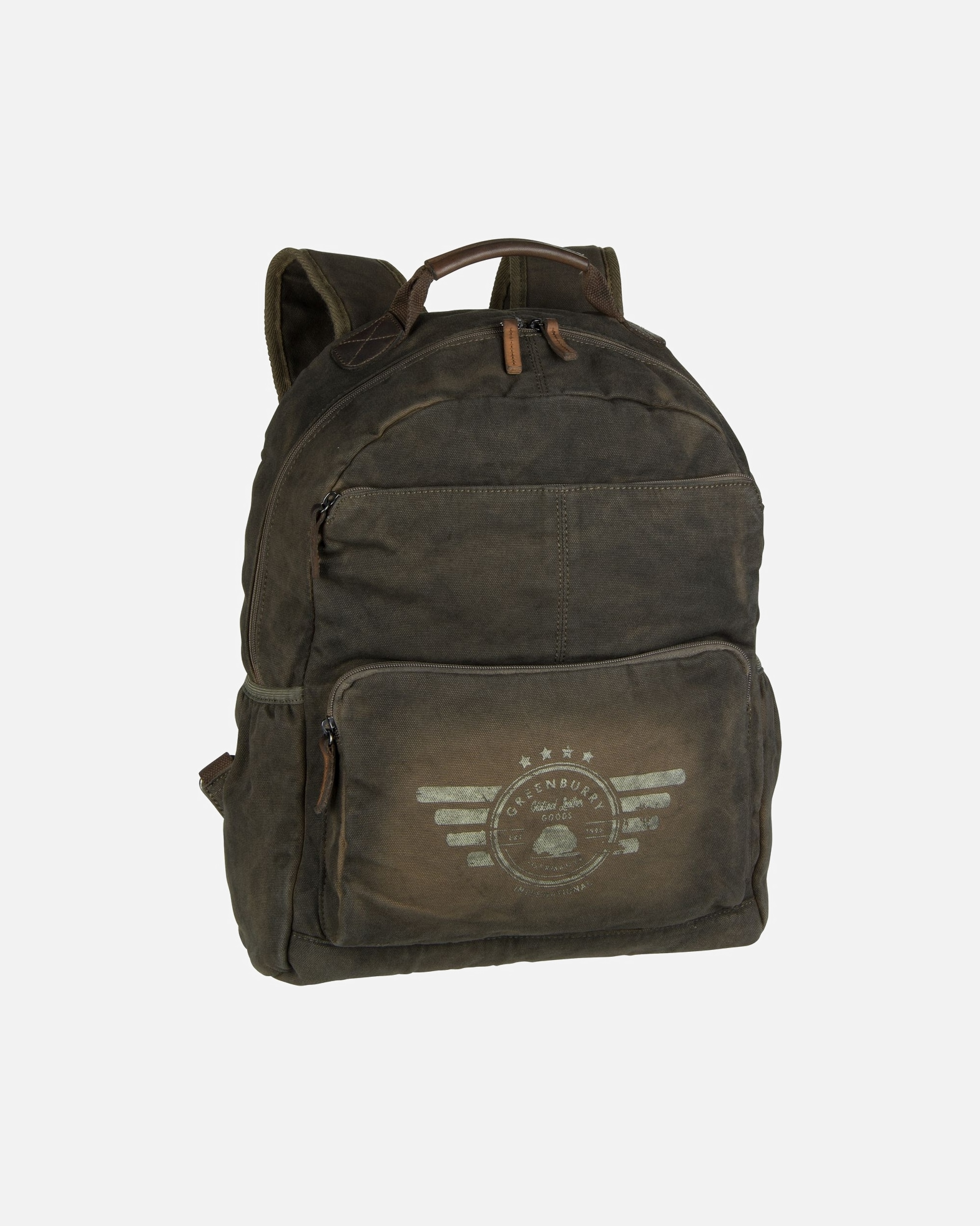 Rucksack für Männlich Greenburry Vintage Aviator Rucksack 43 cm Laptopfach Khaki