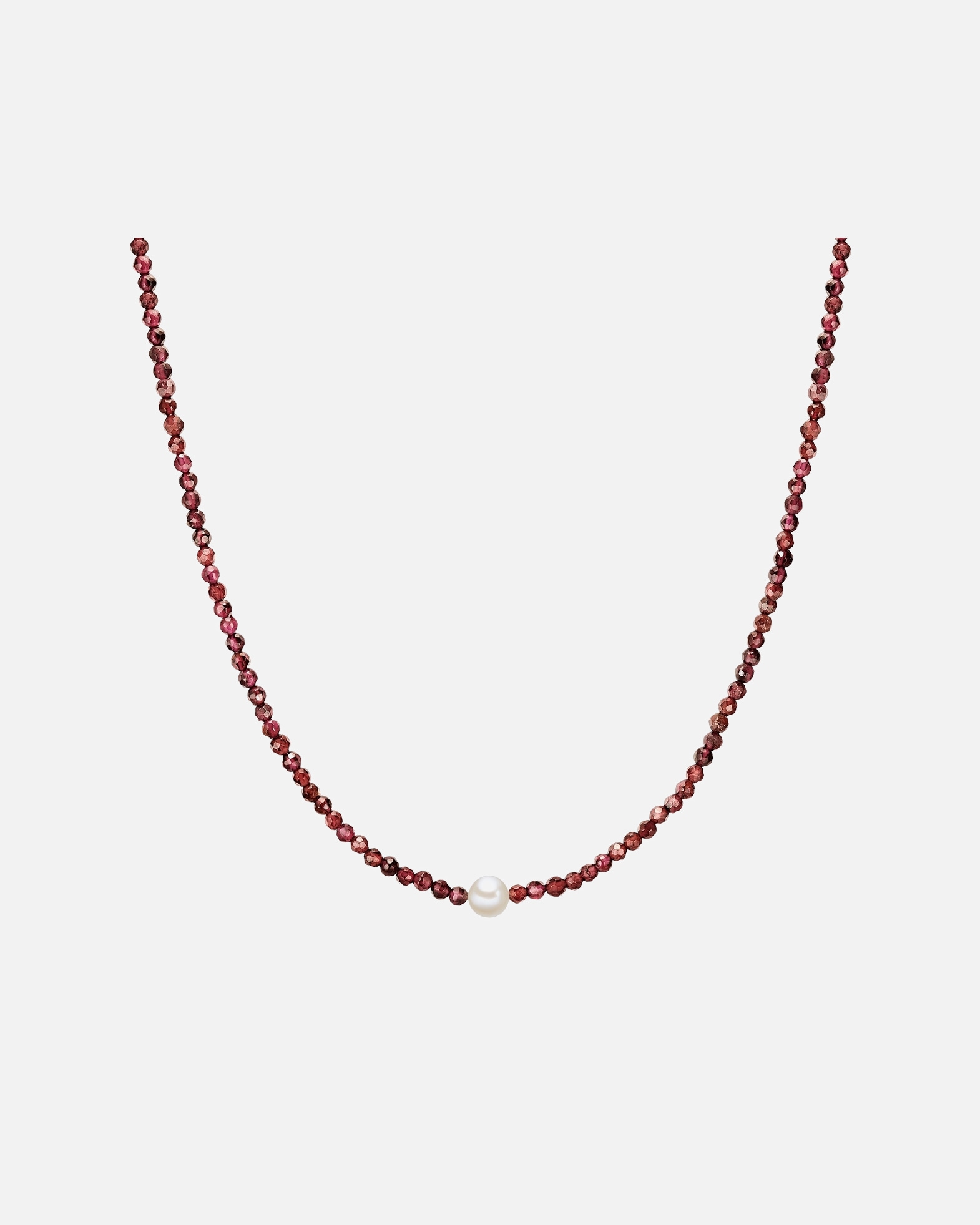 Halskette für Weiblich Valero Pearls Perlen-Kette aus Sterling Silber in silber mit Granat Süßwasser-Zuchtperle 1 Stück