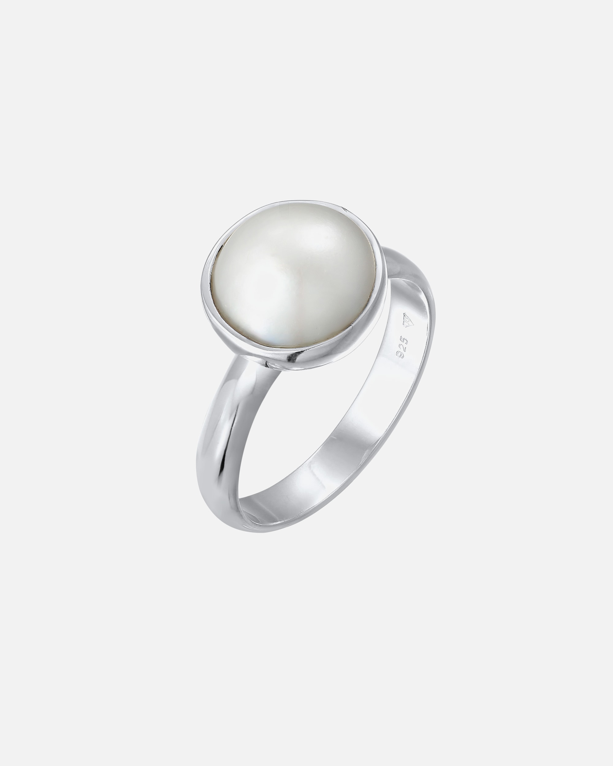 Ring für Weiblich Nenalina Damenring Mabe Perle Klassisch Edel 925 Silber 52