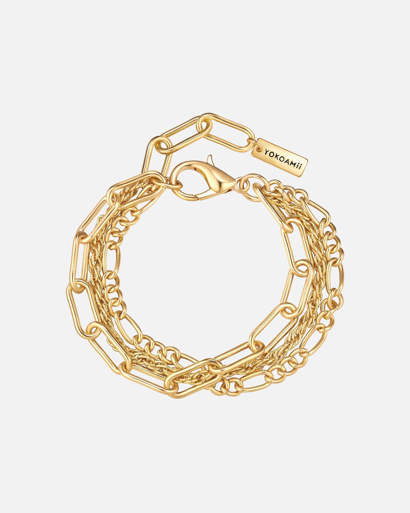 Armband für Weiblich Yokoamii Armband aus Metall-Legierung in gelbgold 19,0 cm Basislänge + 3,0 cm Verlängerung