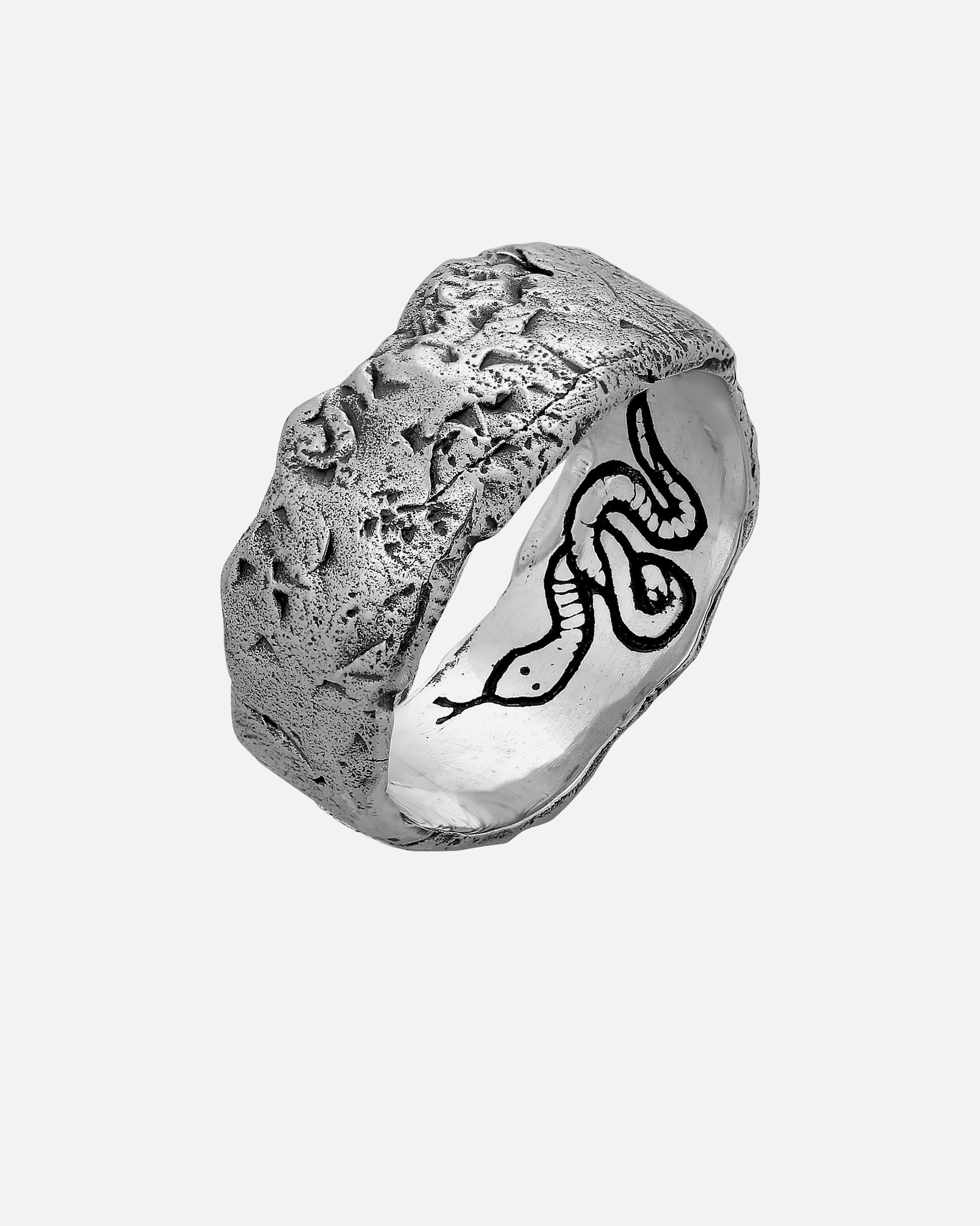 Ring für Männlich Haze & Glory Default Brand Line Herren Bandring - Serpent 925 Silber 62