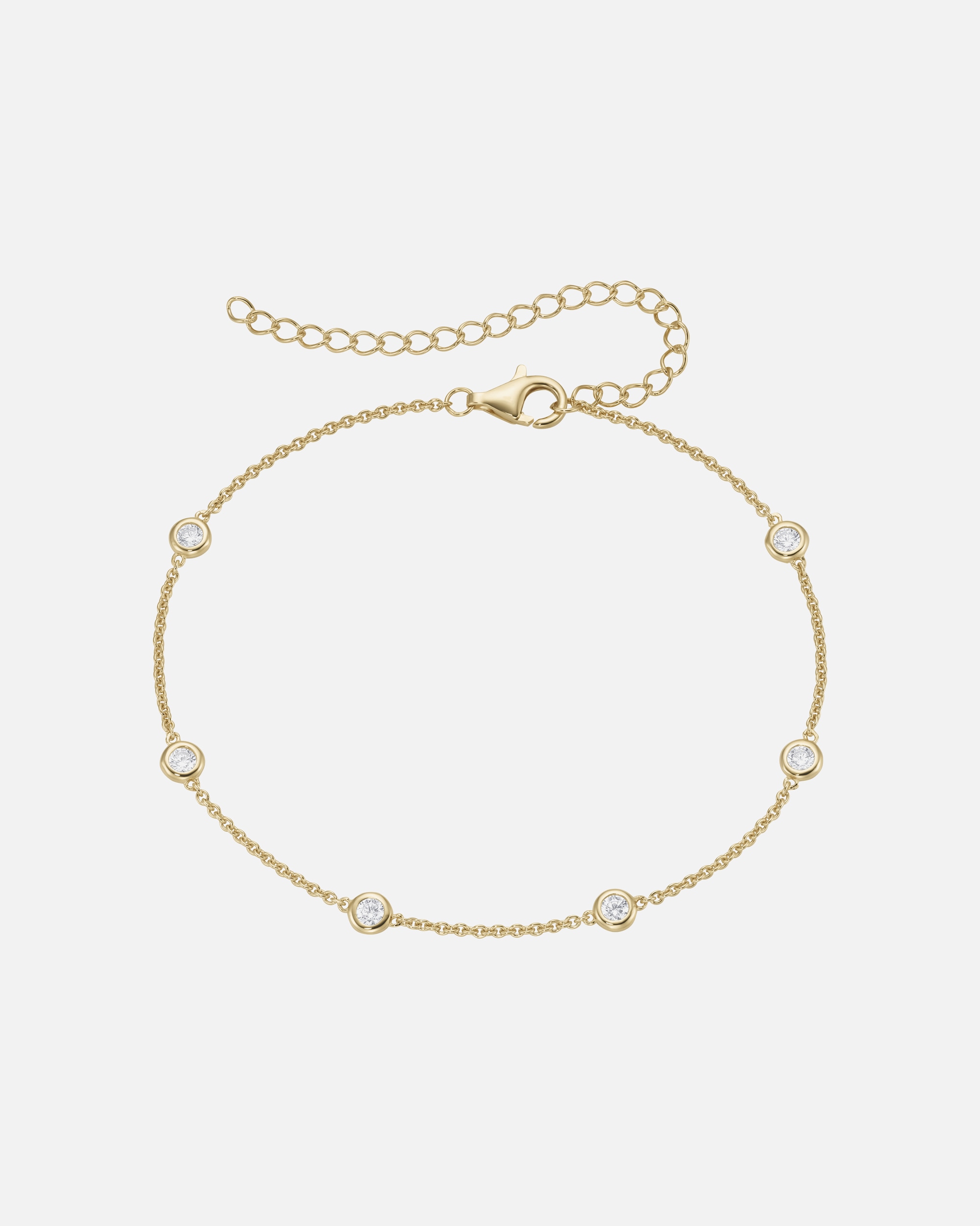 Schmuck für Weiblich Smart Jewel Fusskette trendig mit vielen Zirkonia Steinen, Silber 925 Vergoldet