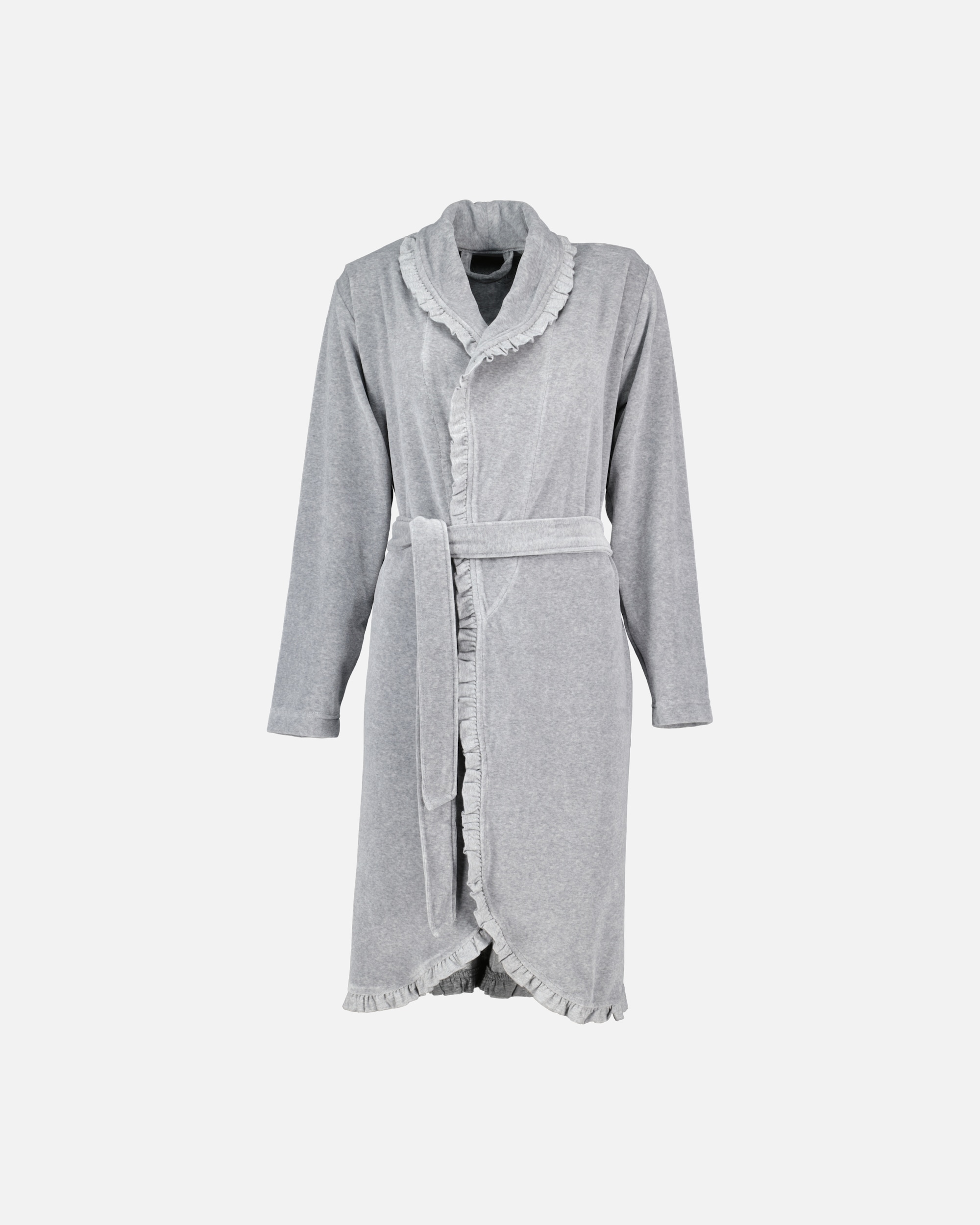 Bademantel für Weiblich Vossen Vossen Bademäntel Damen Kurzmantel mit Schalkragen Ariel grau melange - 7380 XL