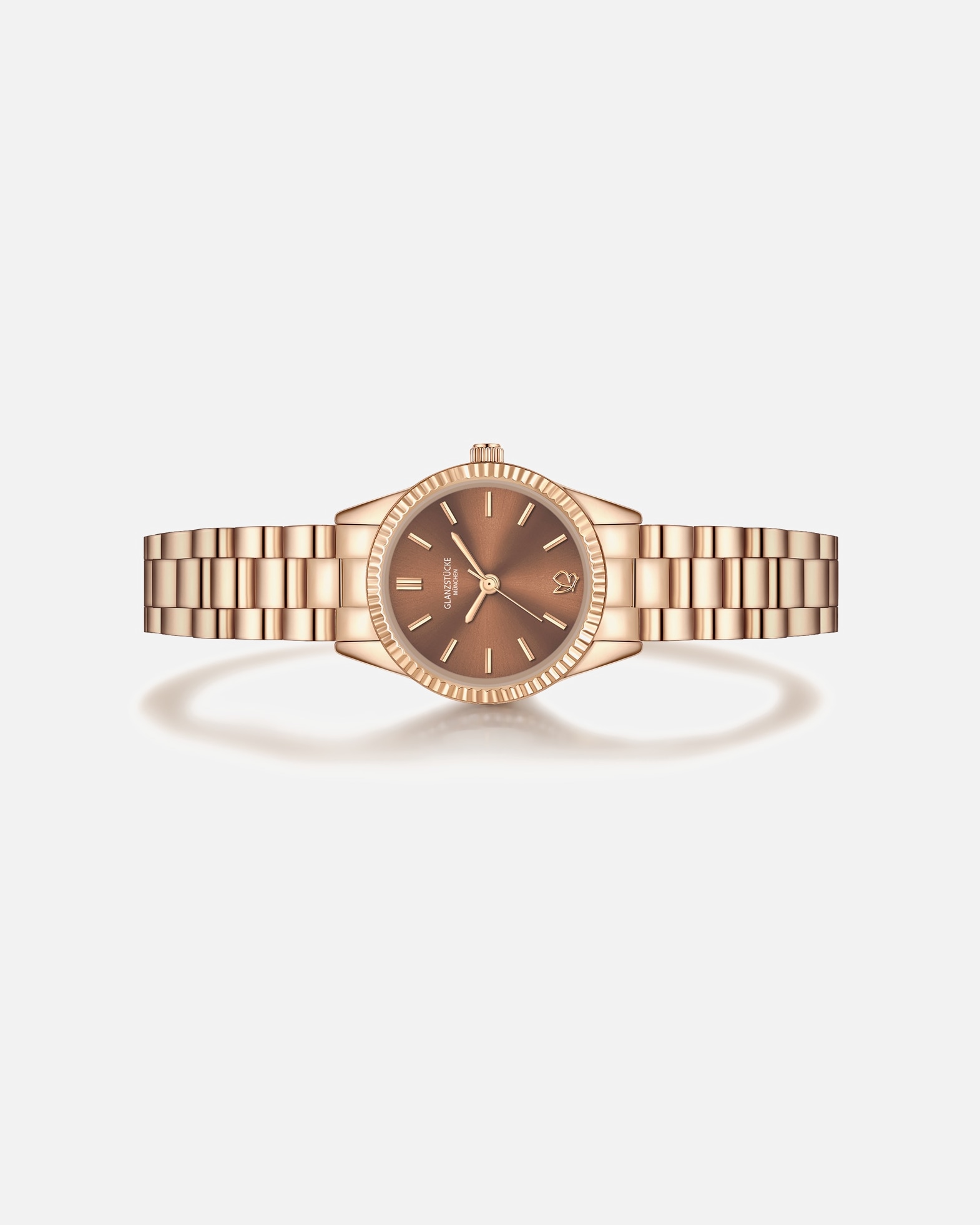 Uhr für Weiblich Glanzstücke München Armband-Uhr aus Edelstahl in roségold 25,0 mm