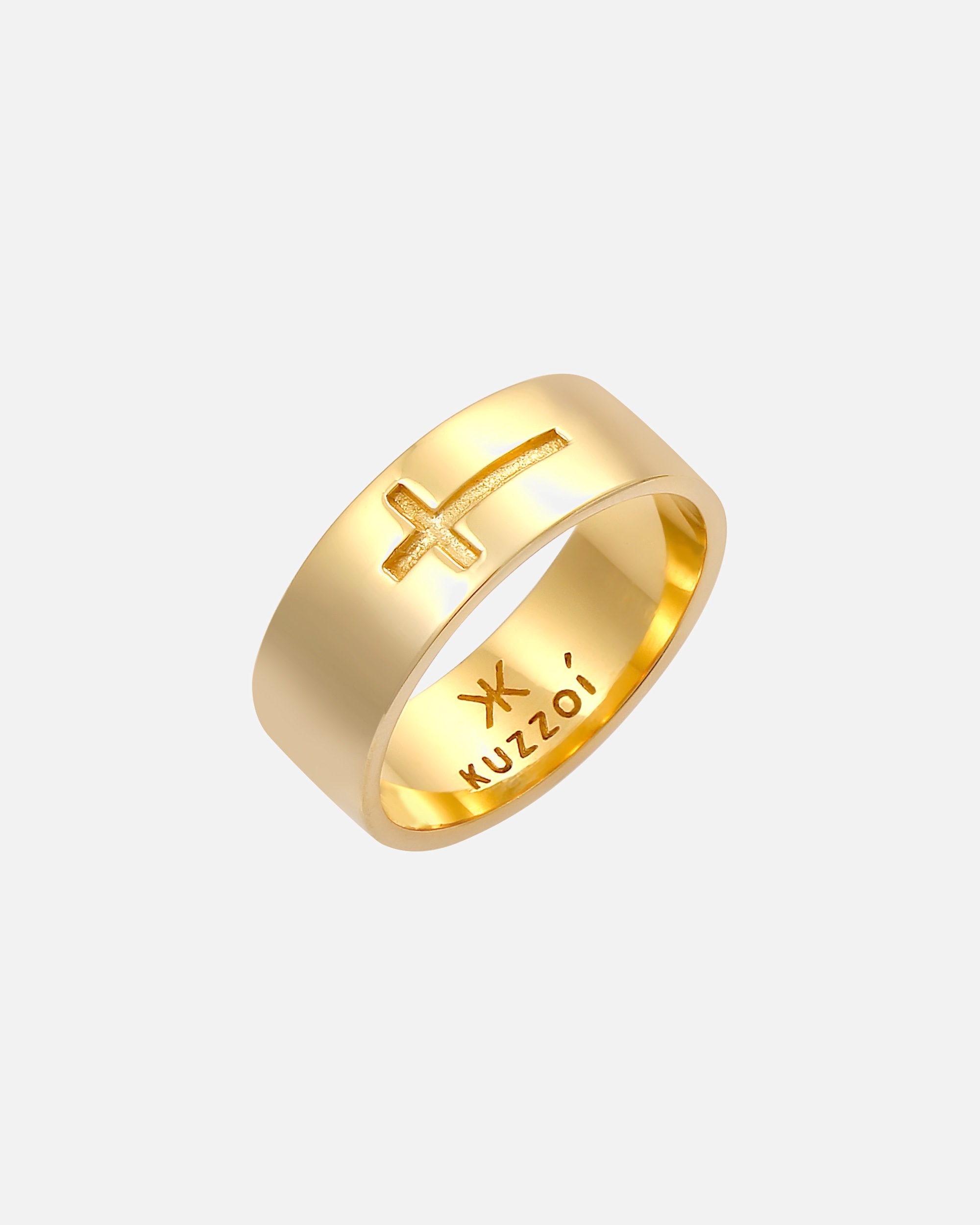 Ring für Männlich KUZZOI Herren Bandring Glanz Kreuz Oxidiert 925 Silber 60