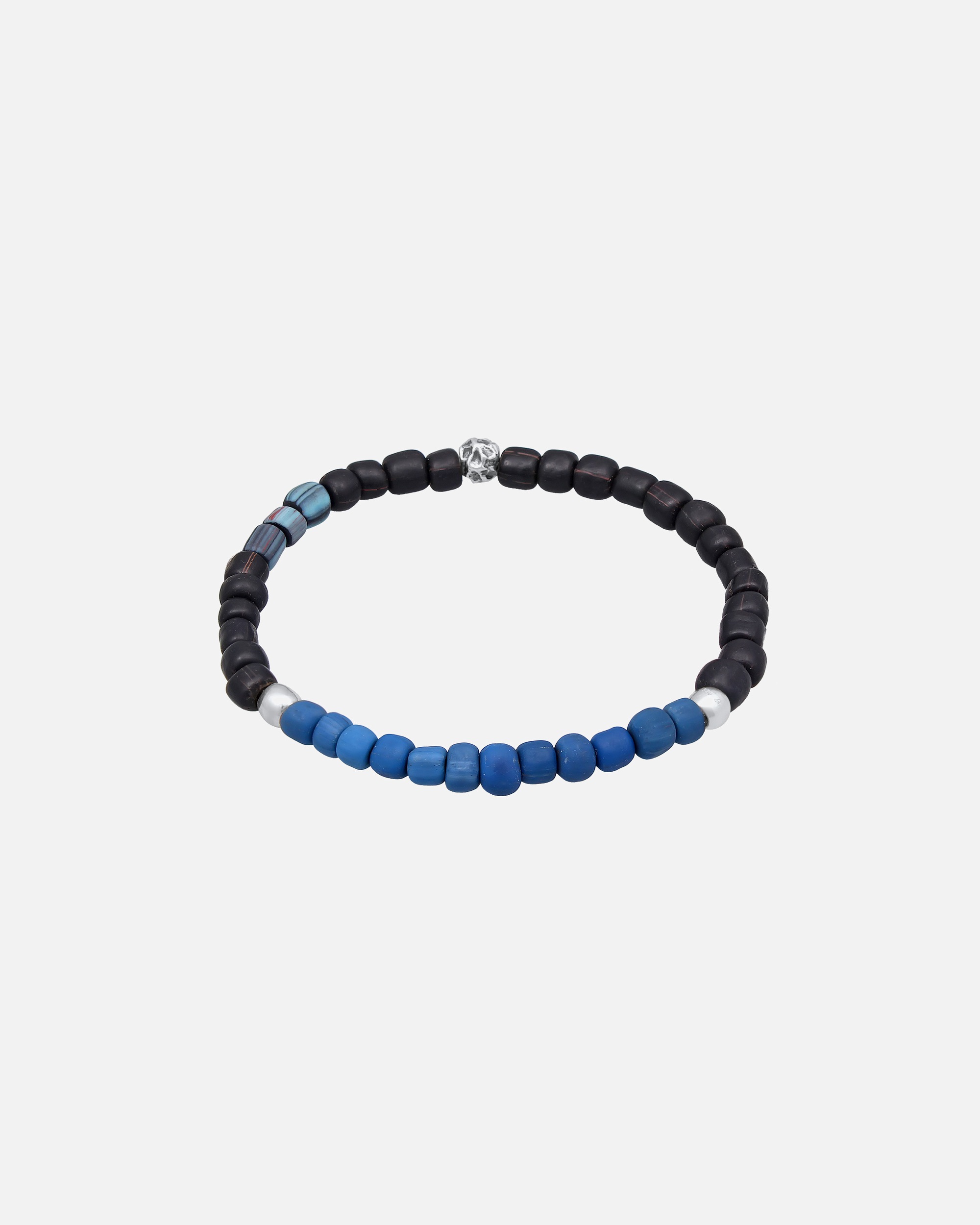 Armband für Männlich KUZZOI Glas Beads Schwarz-Blau 925 Silber 1 Stück